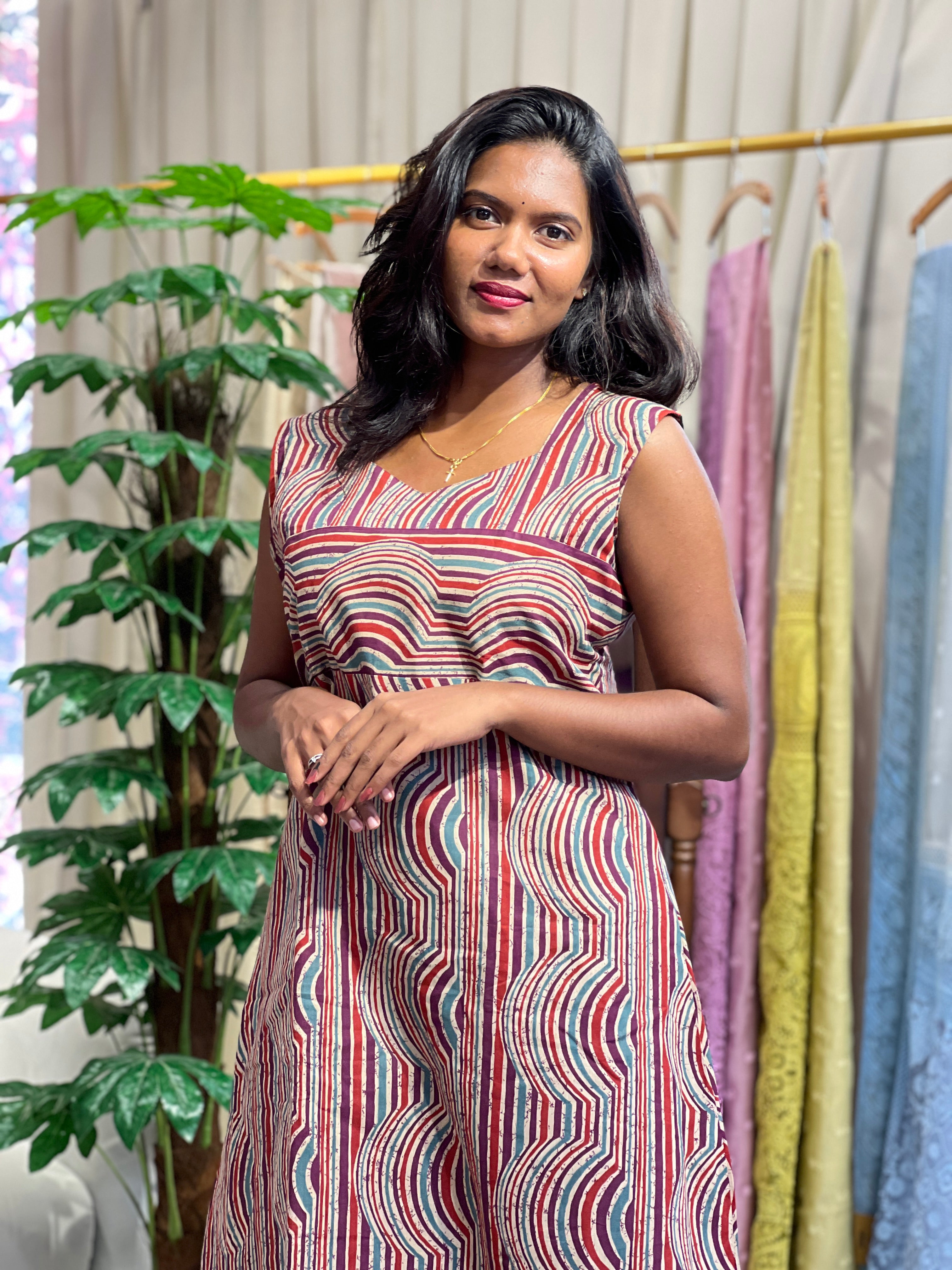 Geometric Abstract Printed Cotton A-Line Kurta |MSN237