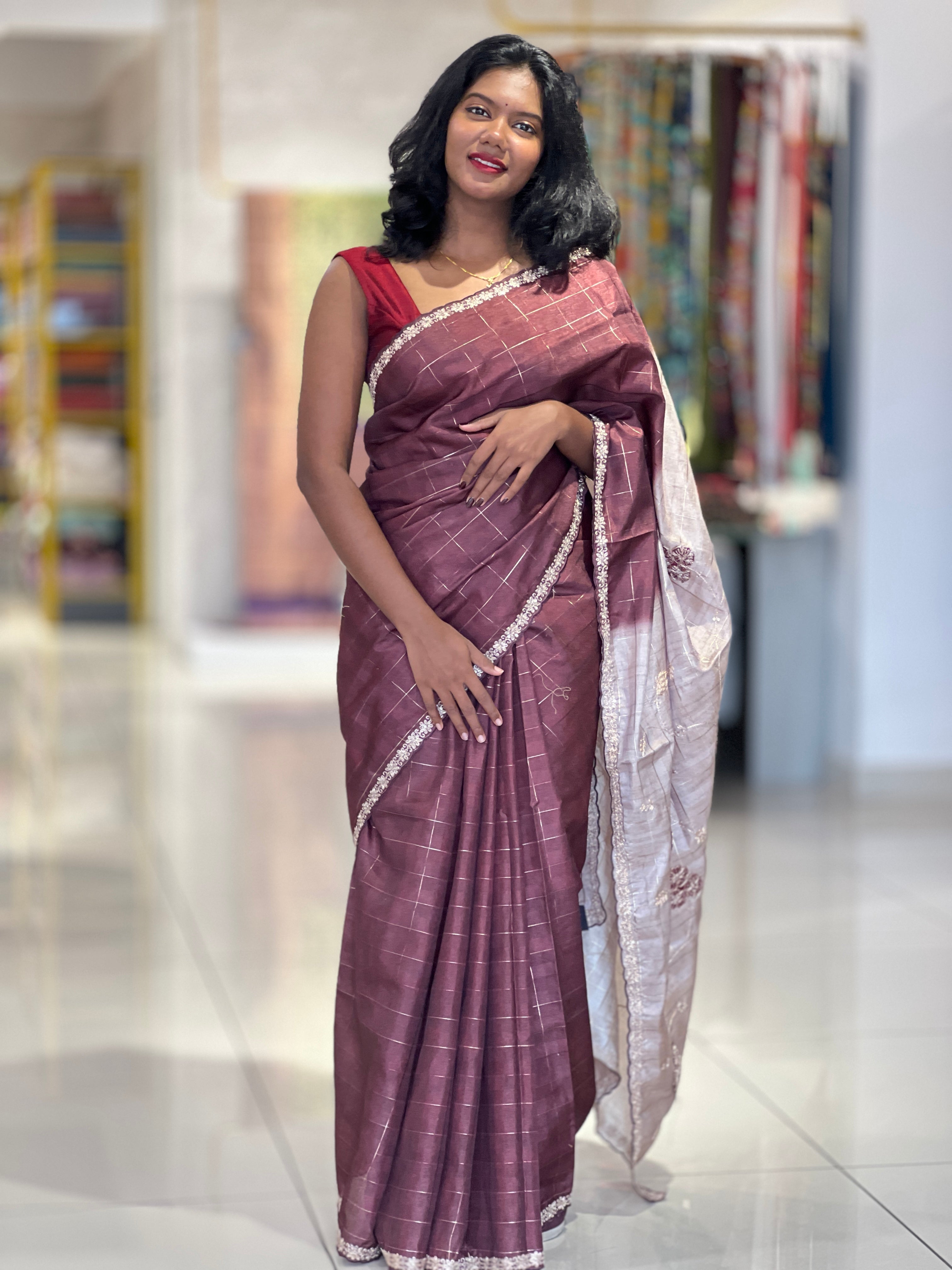 Golden Zari Woven Double Shaded  Semi Tussar Saree |  SSN185