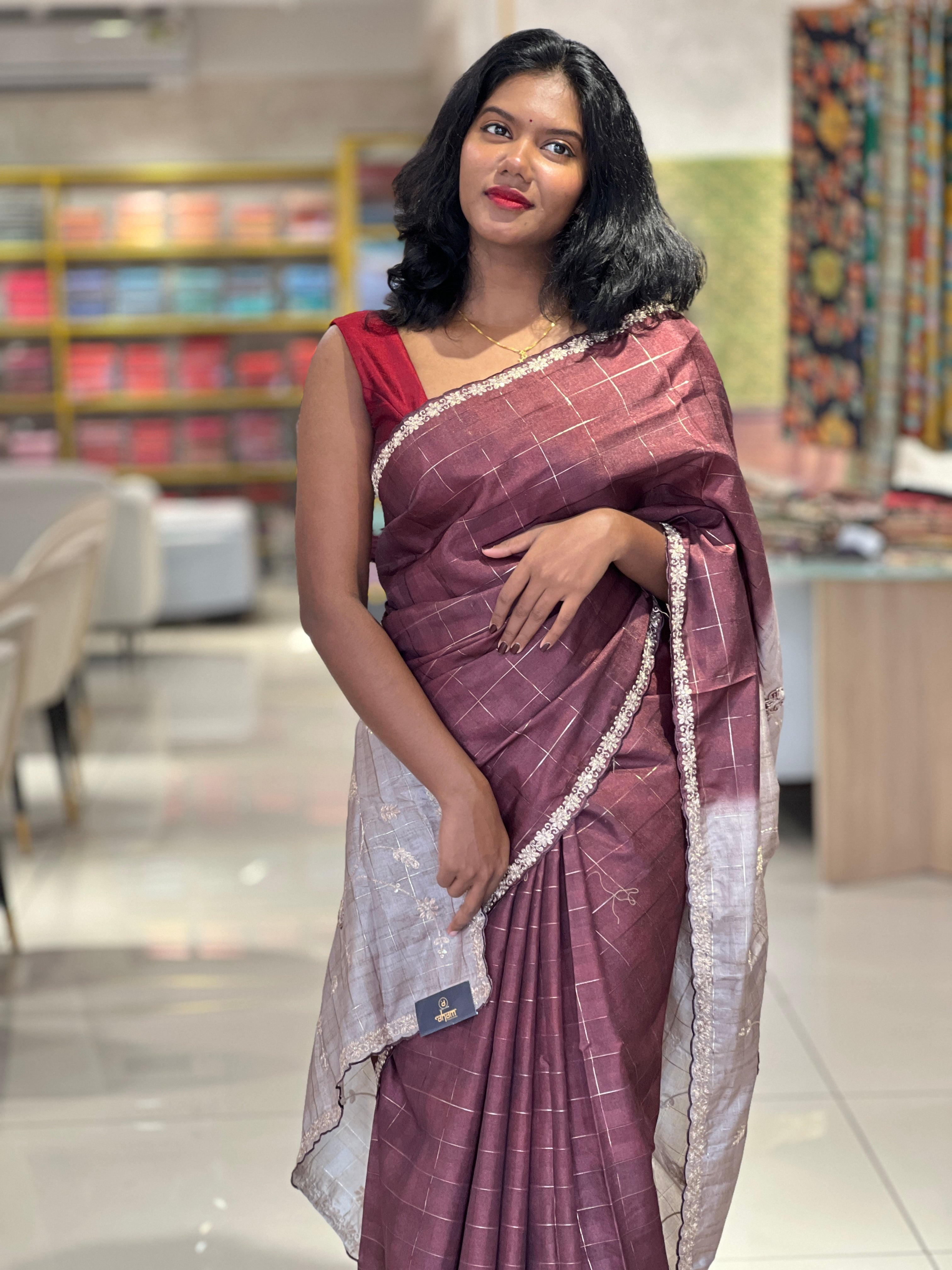Golden Zari Woven Double Shaded  Semi Tussar Saree |  SSN185