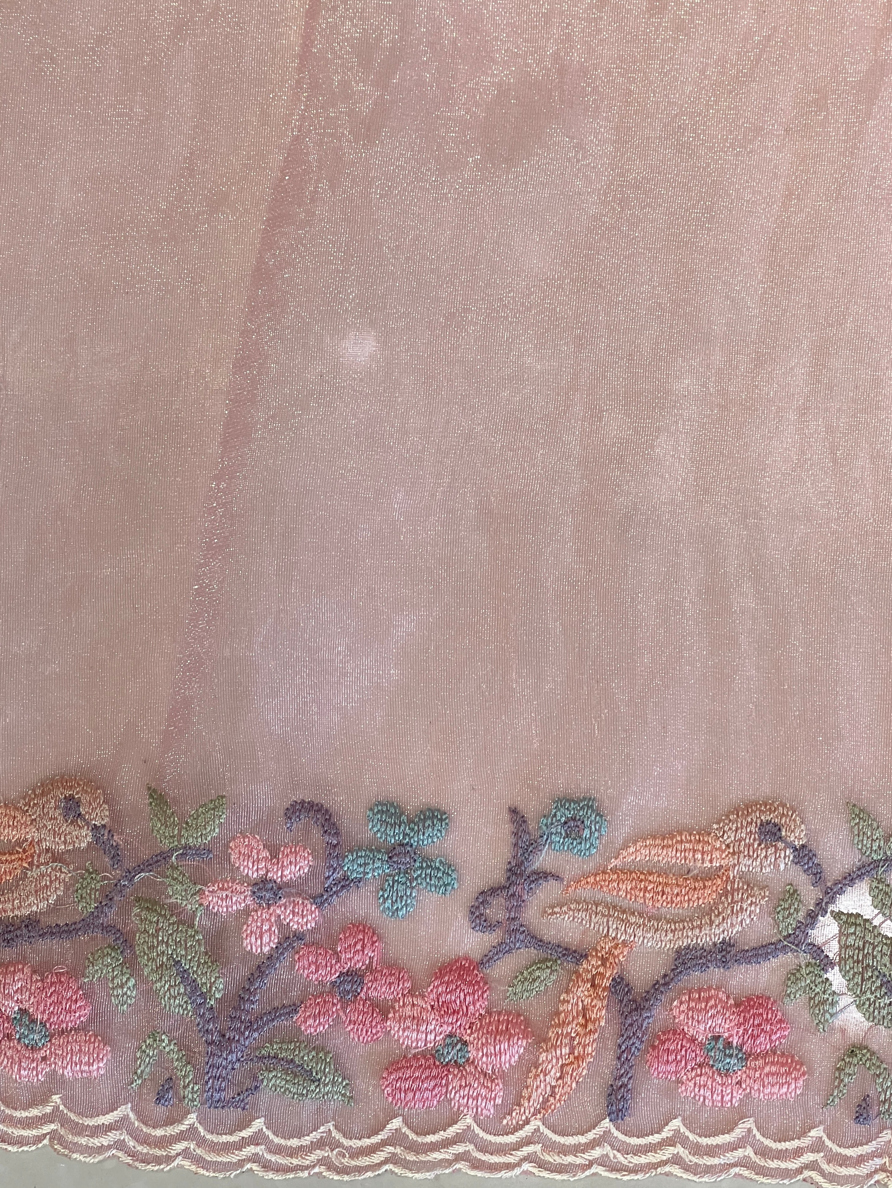 Birds And Floral Patterned Organza Saree | BLD2107