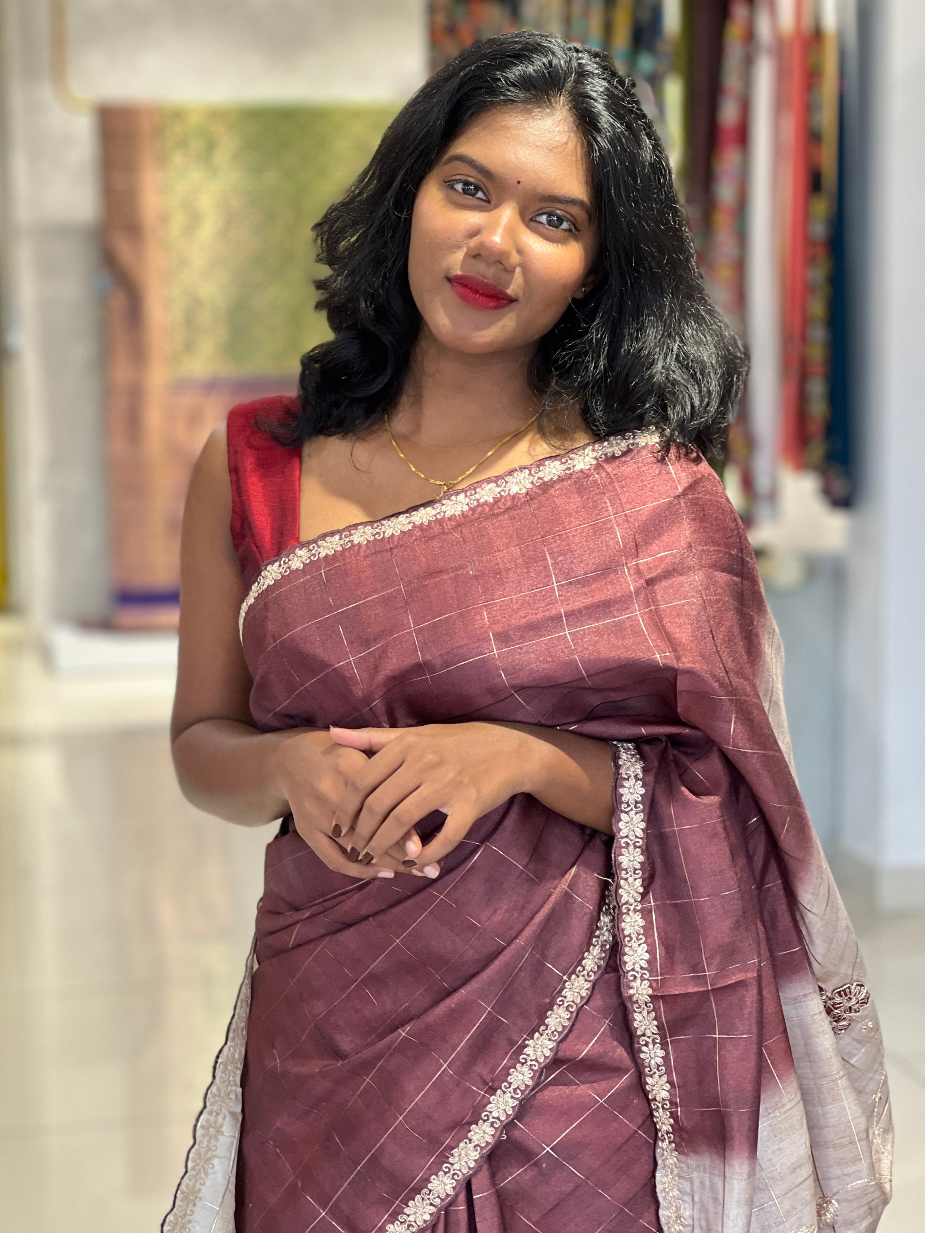 Golden Zari Woven Double Shaded  Semi Tussar Saree |  SSN185