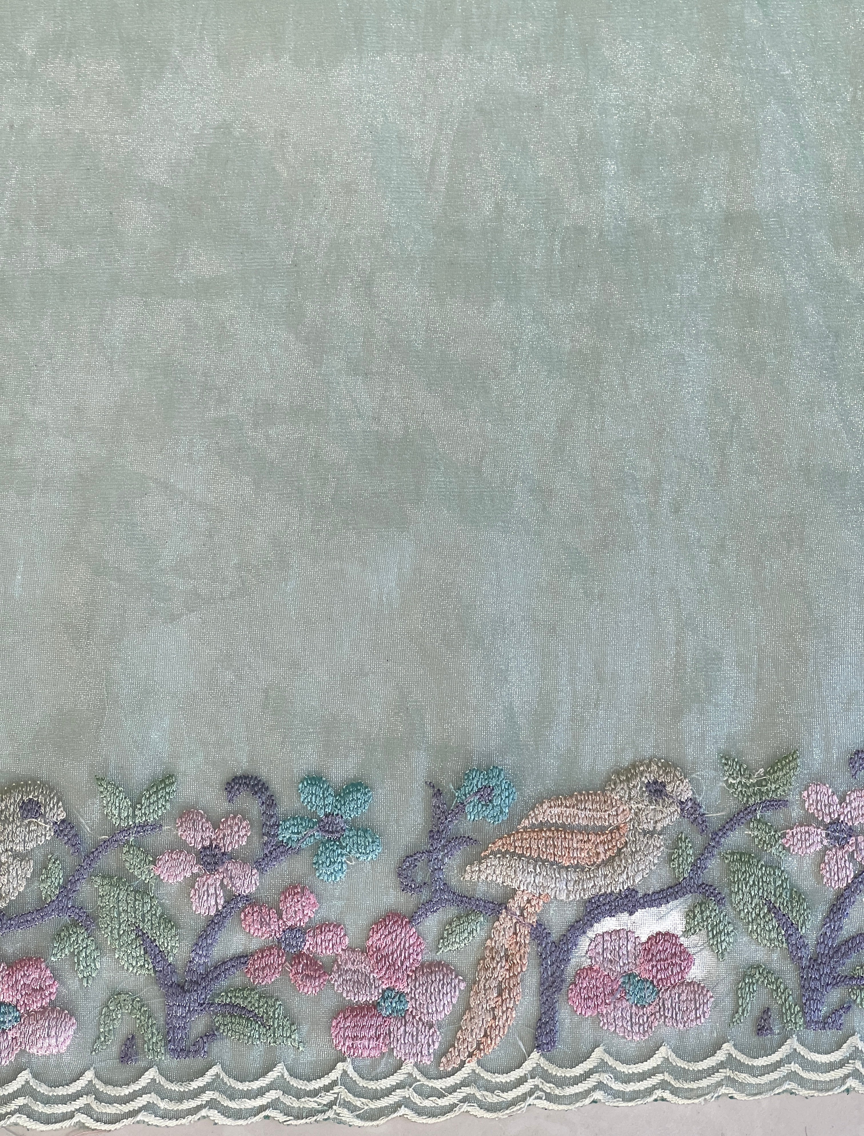 Birds And Floral Patterned Organza Saree |  BLD2109