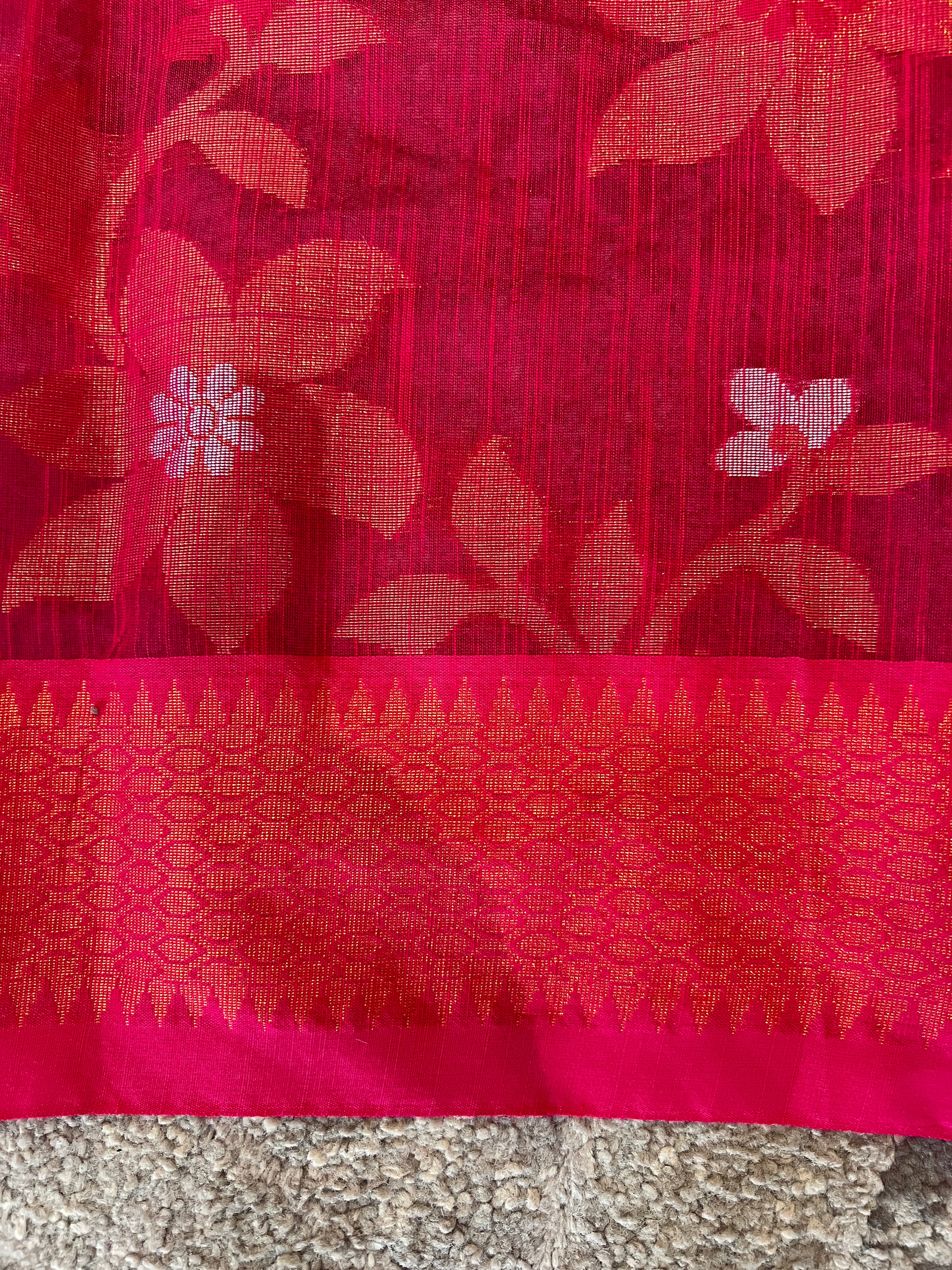 Jamdani Floral Weaving Pattern Chanderi Finish Saree | RP715