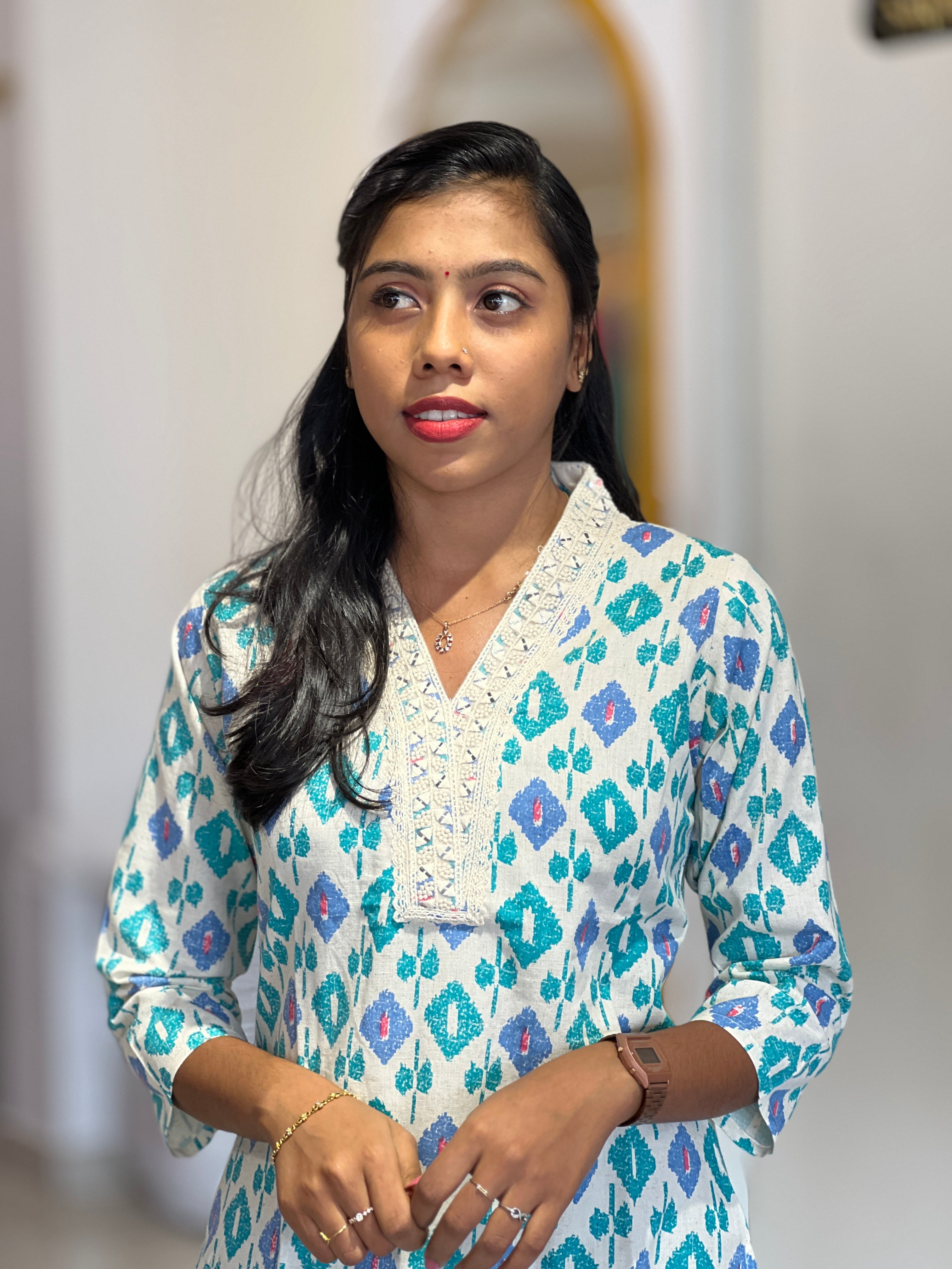 Ikat Inspired Design Flex Cotton Kurta | YOC105