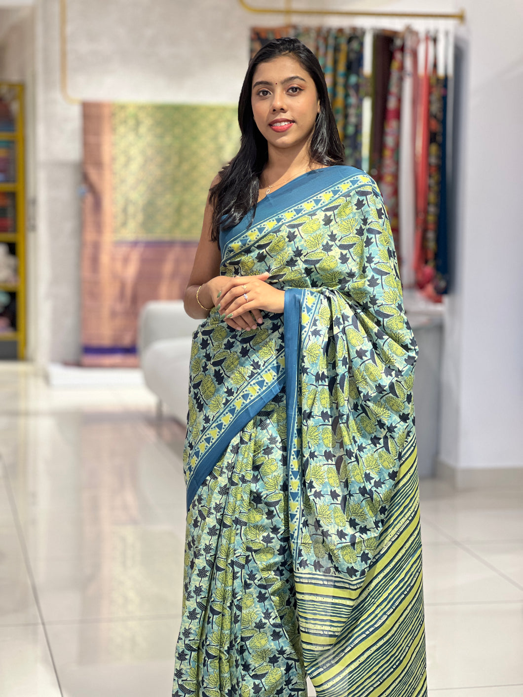 Screen Printed Cotton Saree  | VFC481