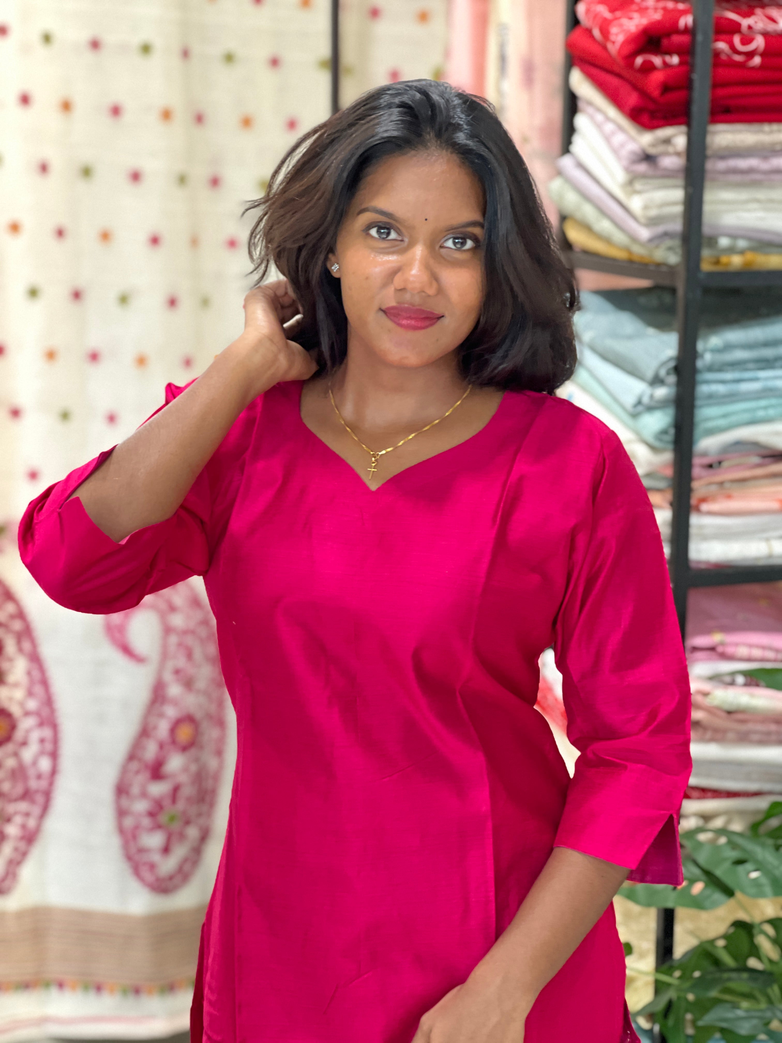 Solid PV Material Kurta | RMLA349