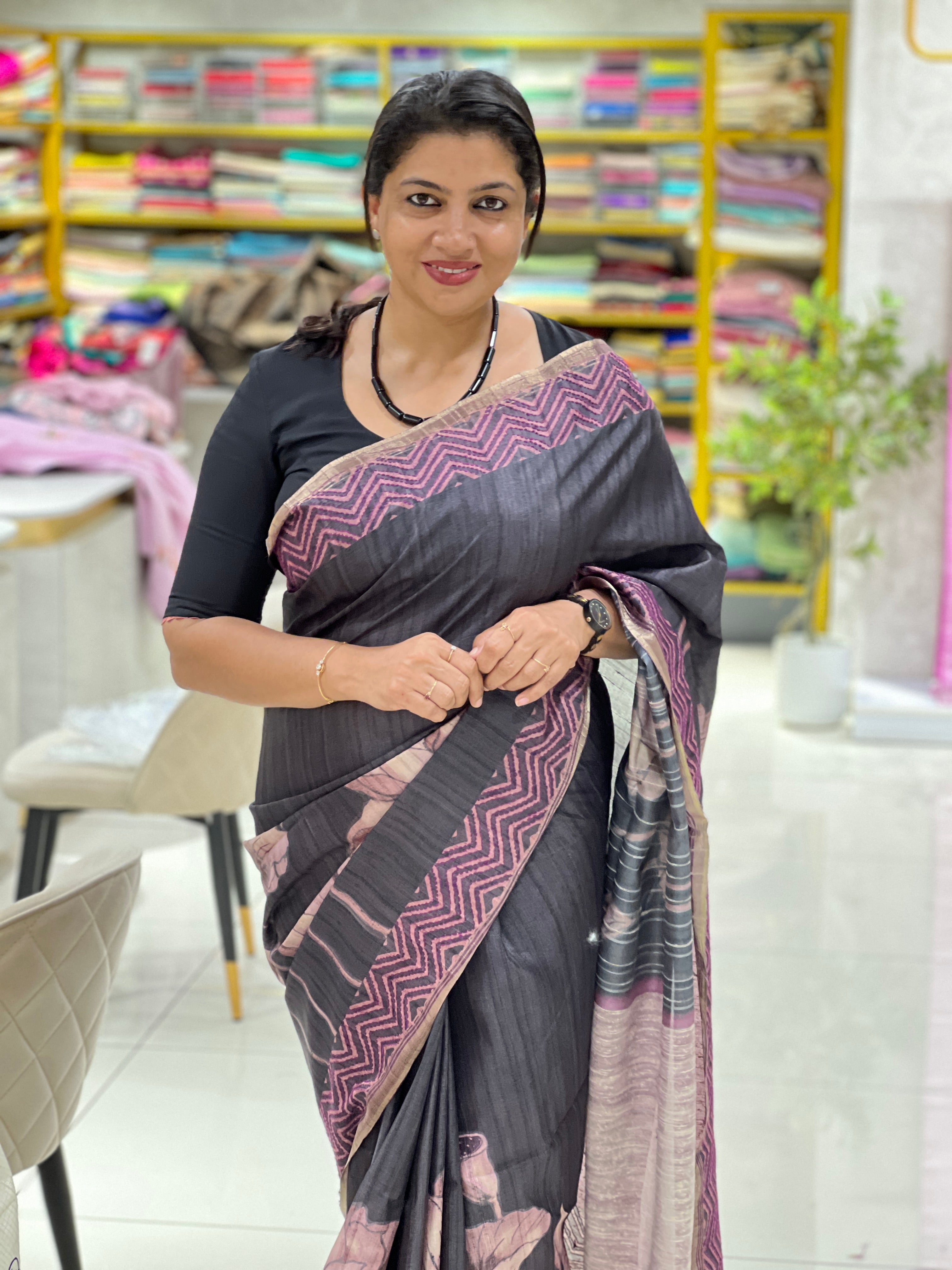 Floral Printed Semi Tussar Saree | SSN292