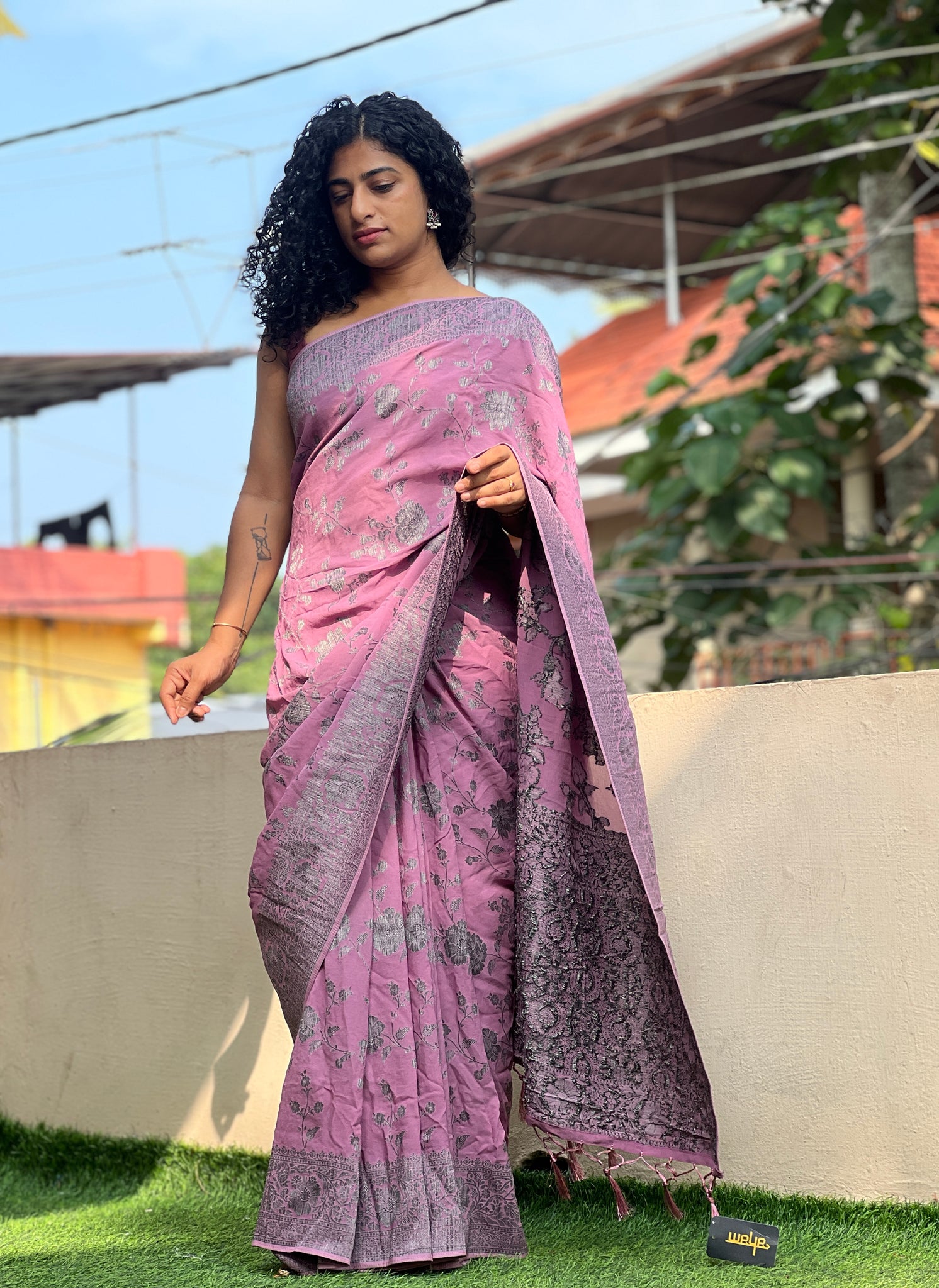 Georgette Saree With Ink Zari Print – Yes We Shop