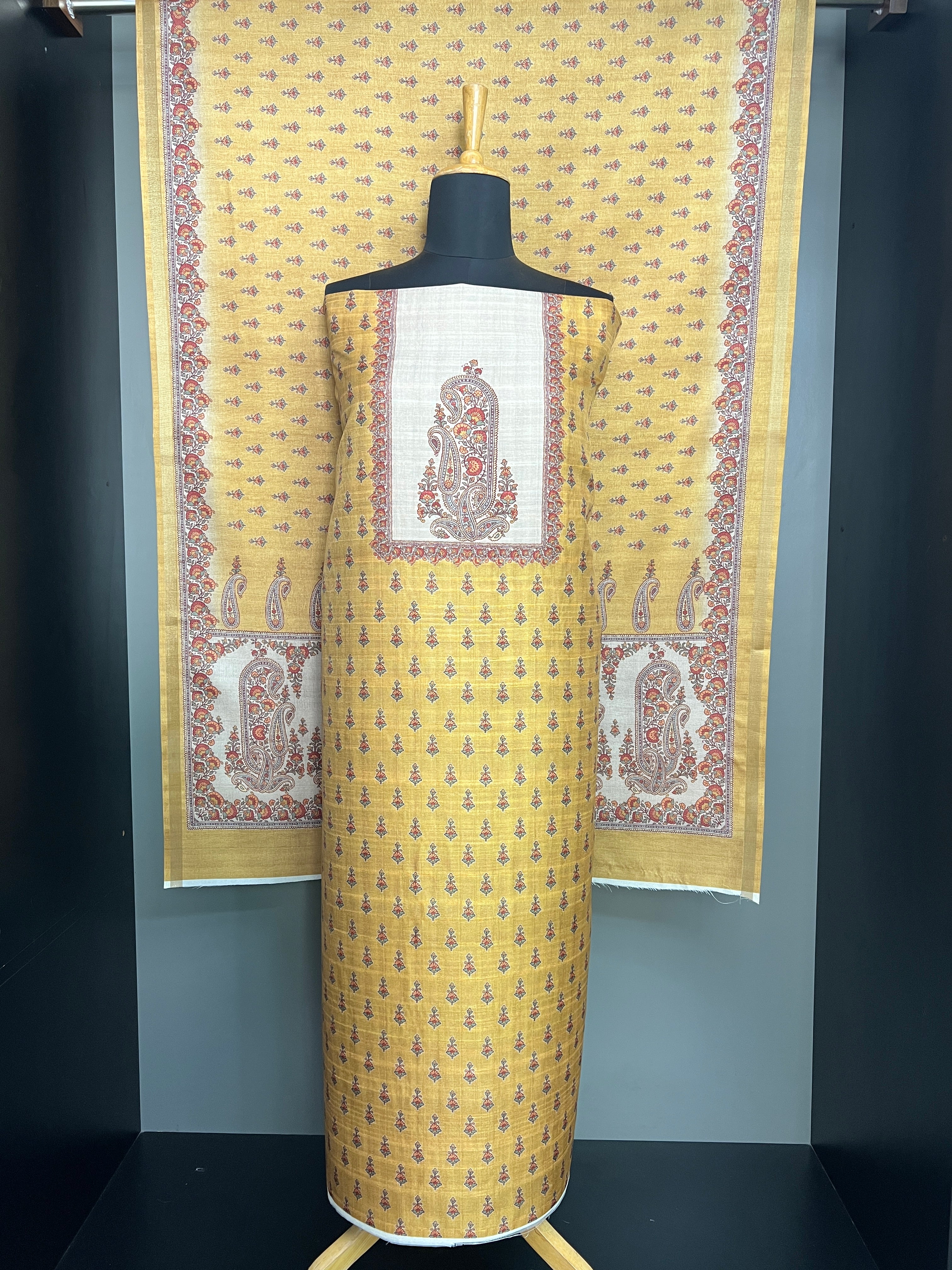 Floral Printed Semi Tussar Salwar Set (Without Bottom) | SSN473