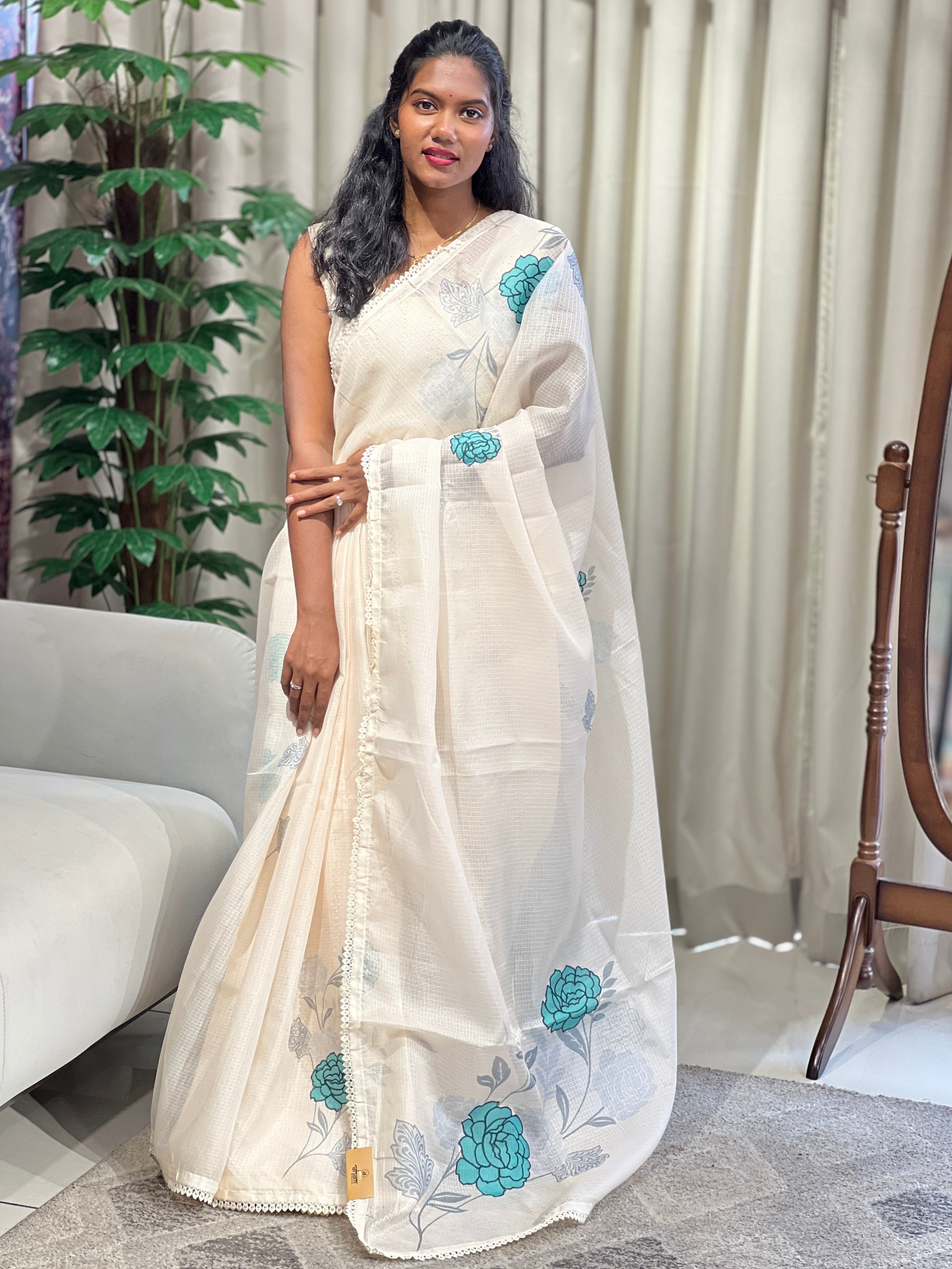 Floral Printed Kota Saree | HT403