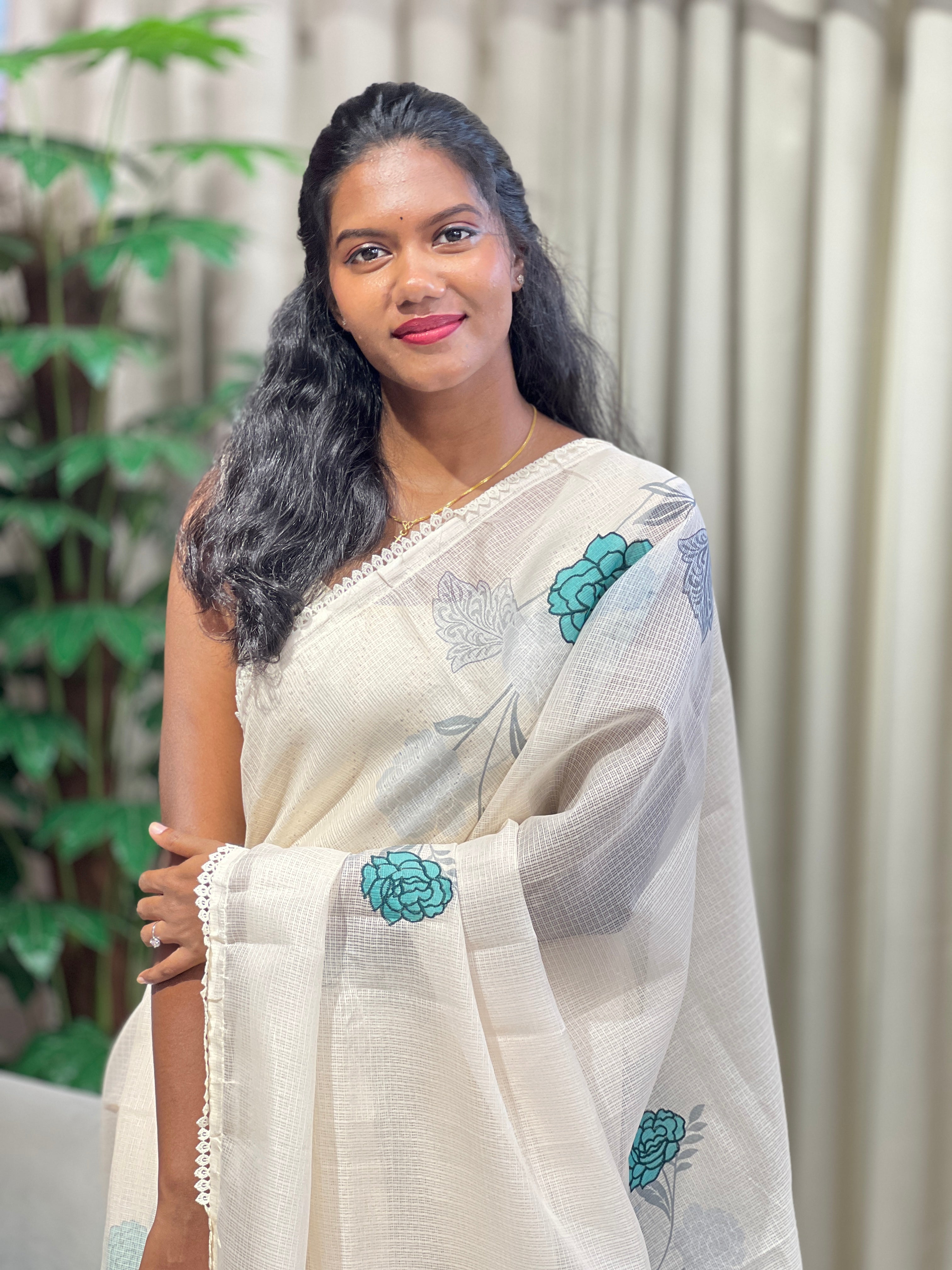 Floral Printed Kota Saree | HT403