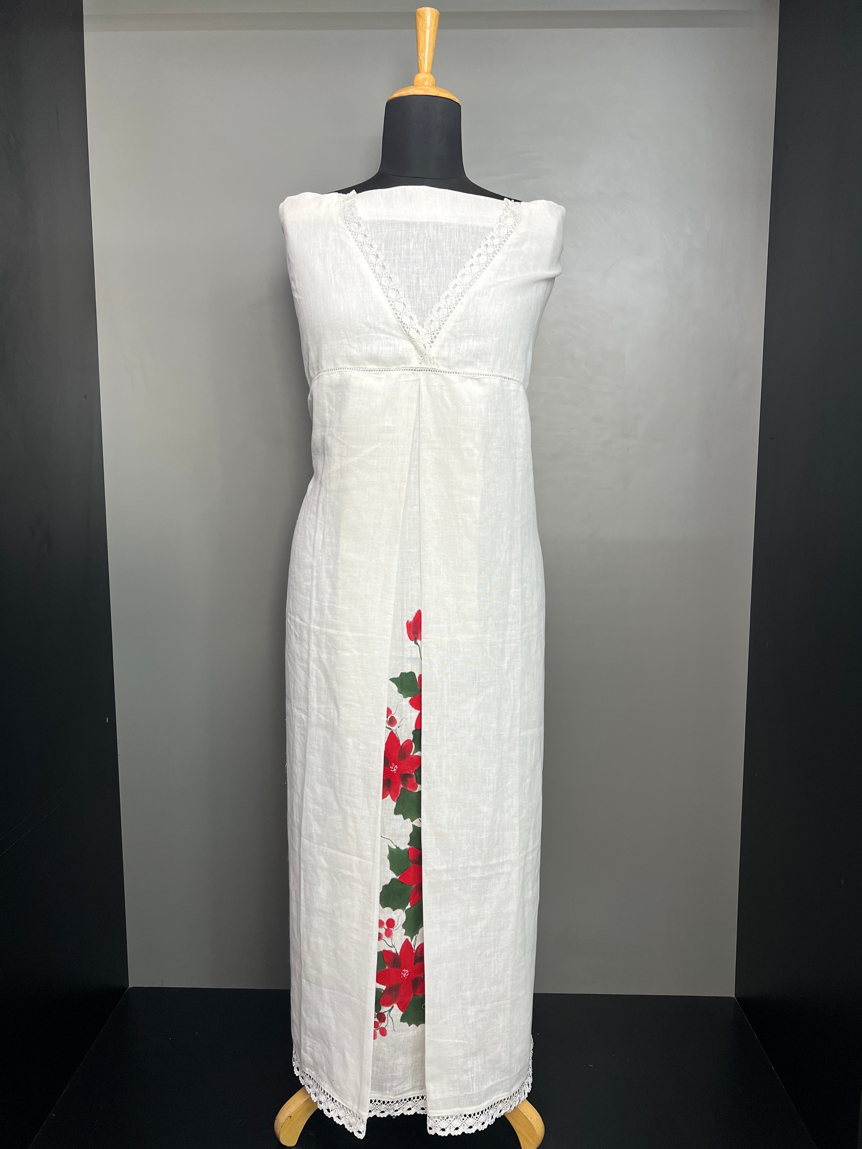 Hand Painted Linen Cotton Kurta Material | JSC535