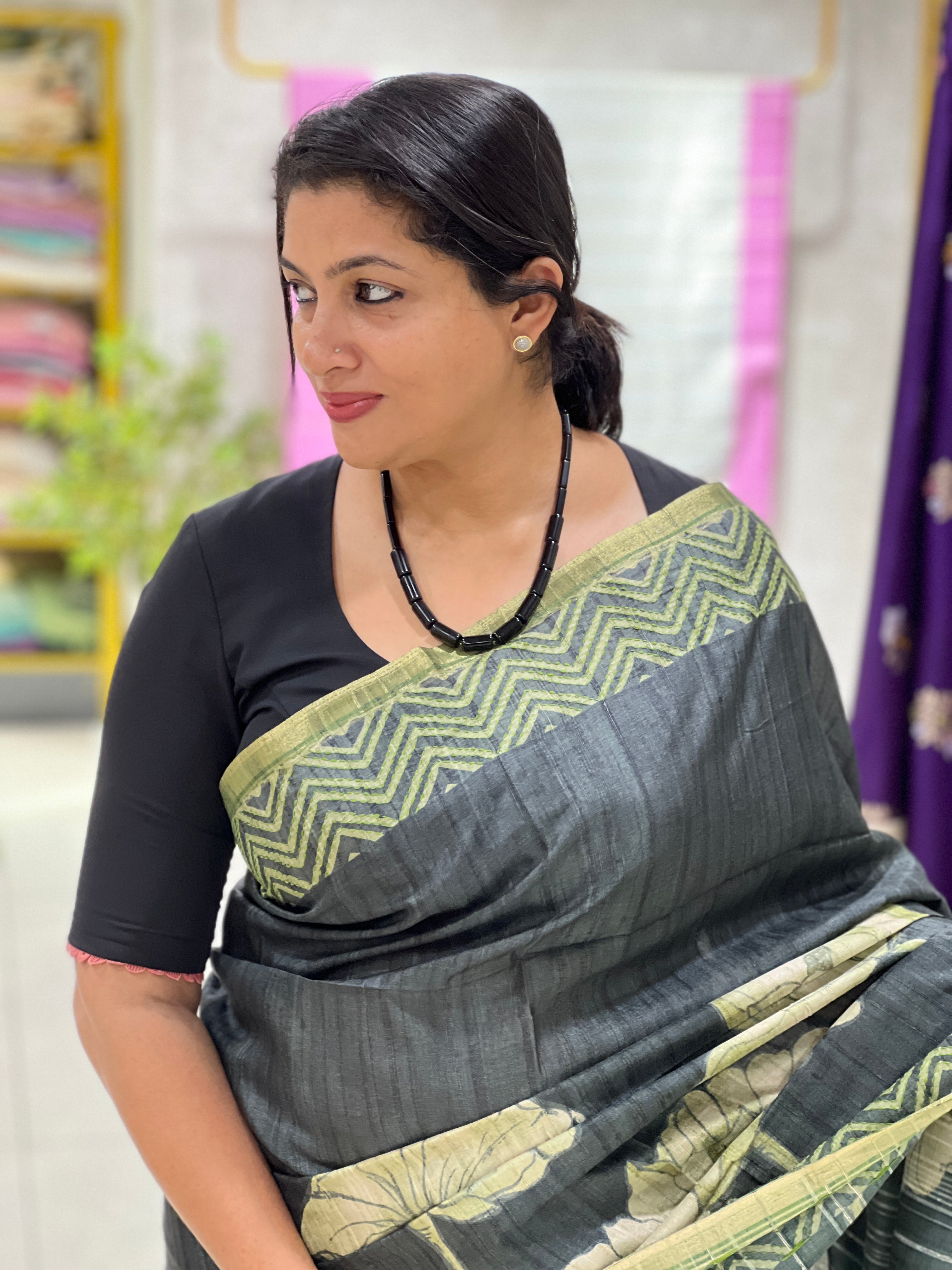Floral Printed Semi Tussar Saree | SSN291