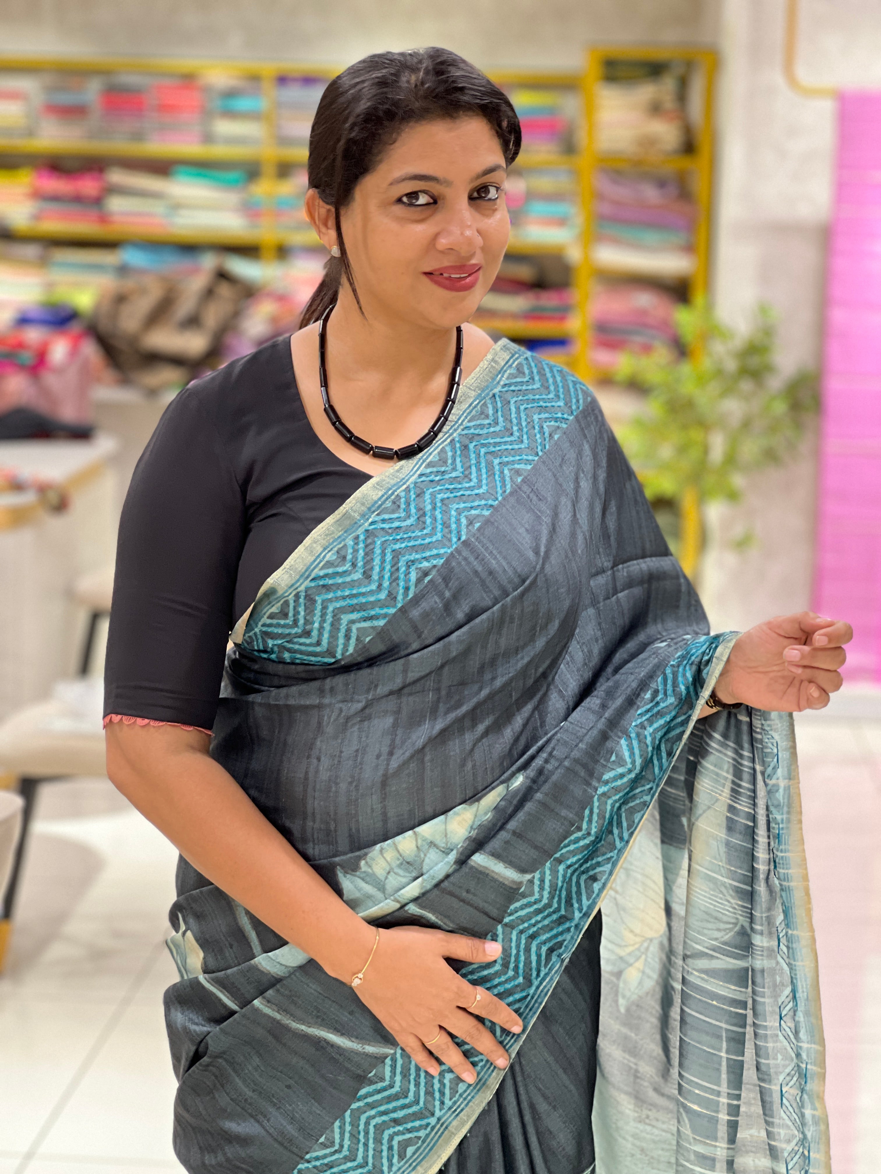 Floral Printed Semi Tussar Saree | SSN290