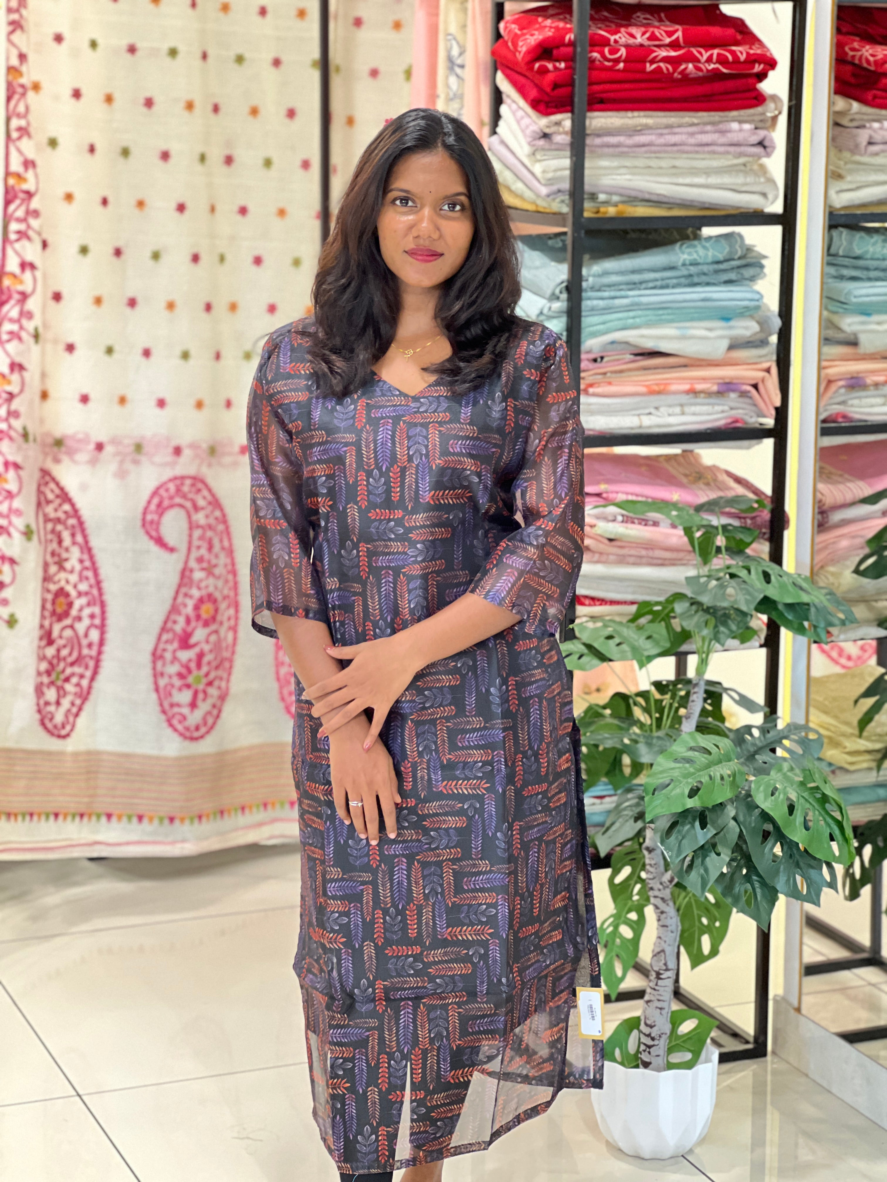 Digital Printed Pattern Organza Kurta | RMLA350