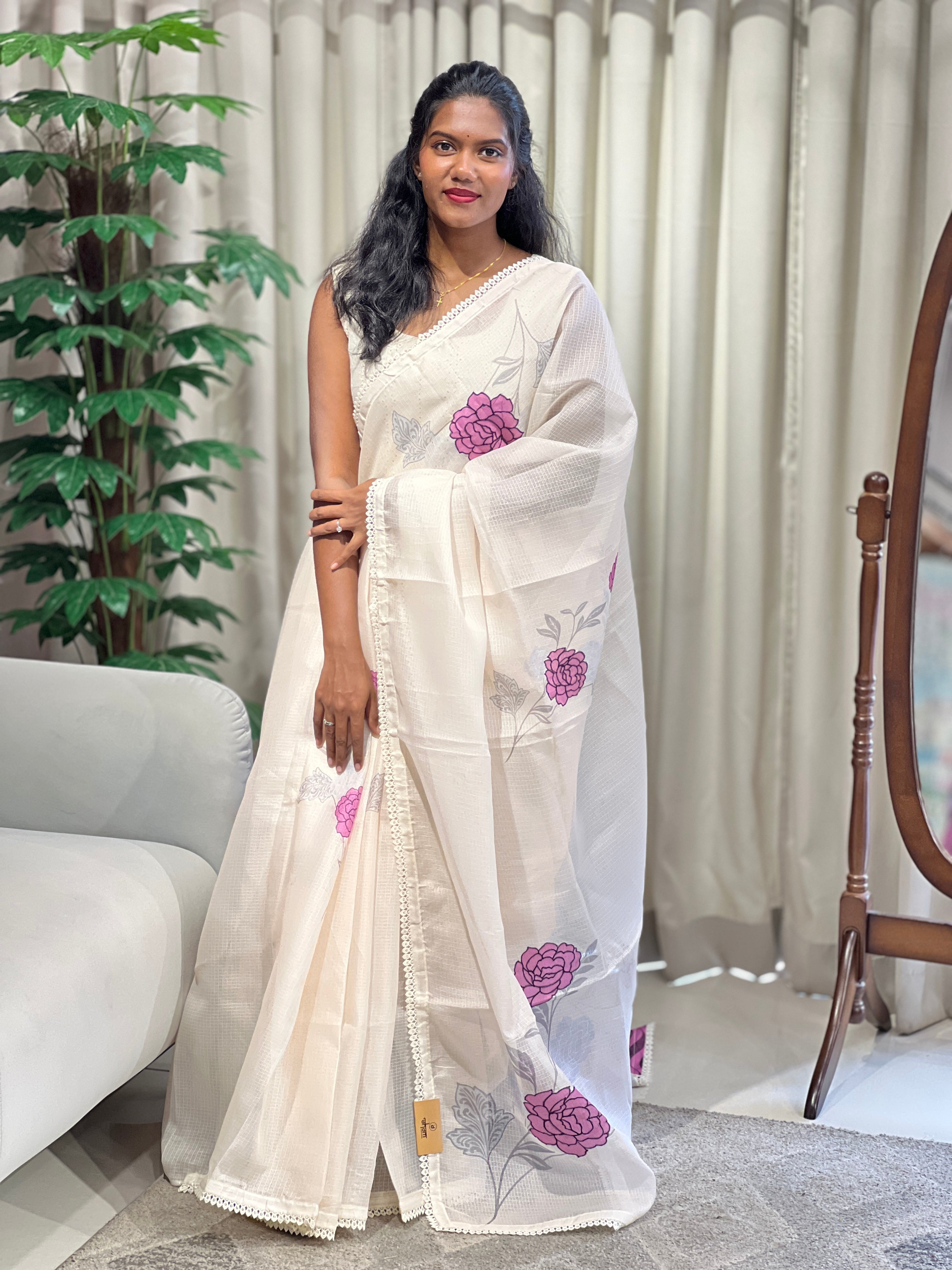 Floral Printed Kota Saree | HT404