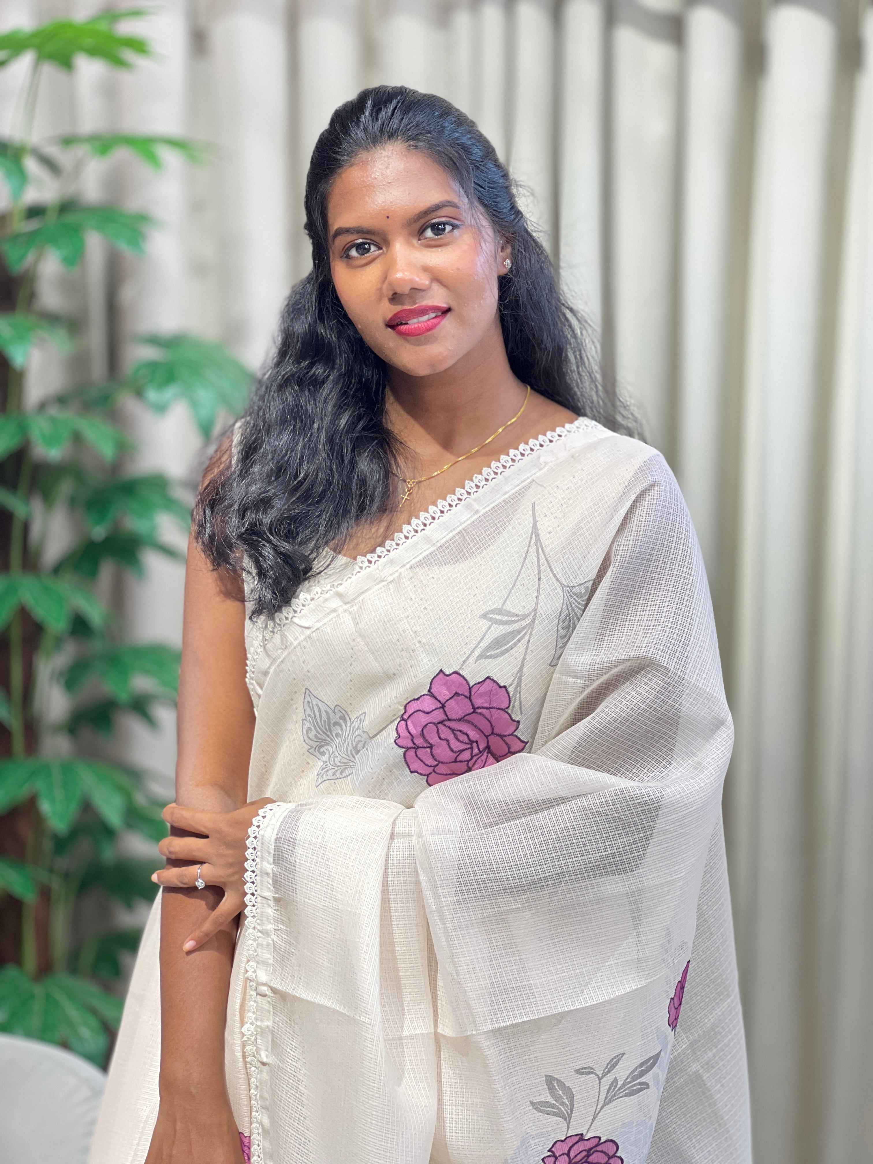 Floral Printed Kota Saree | HT404