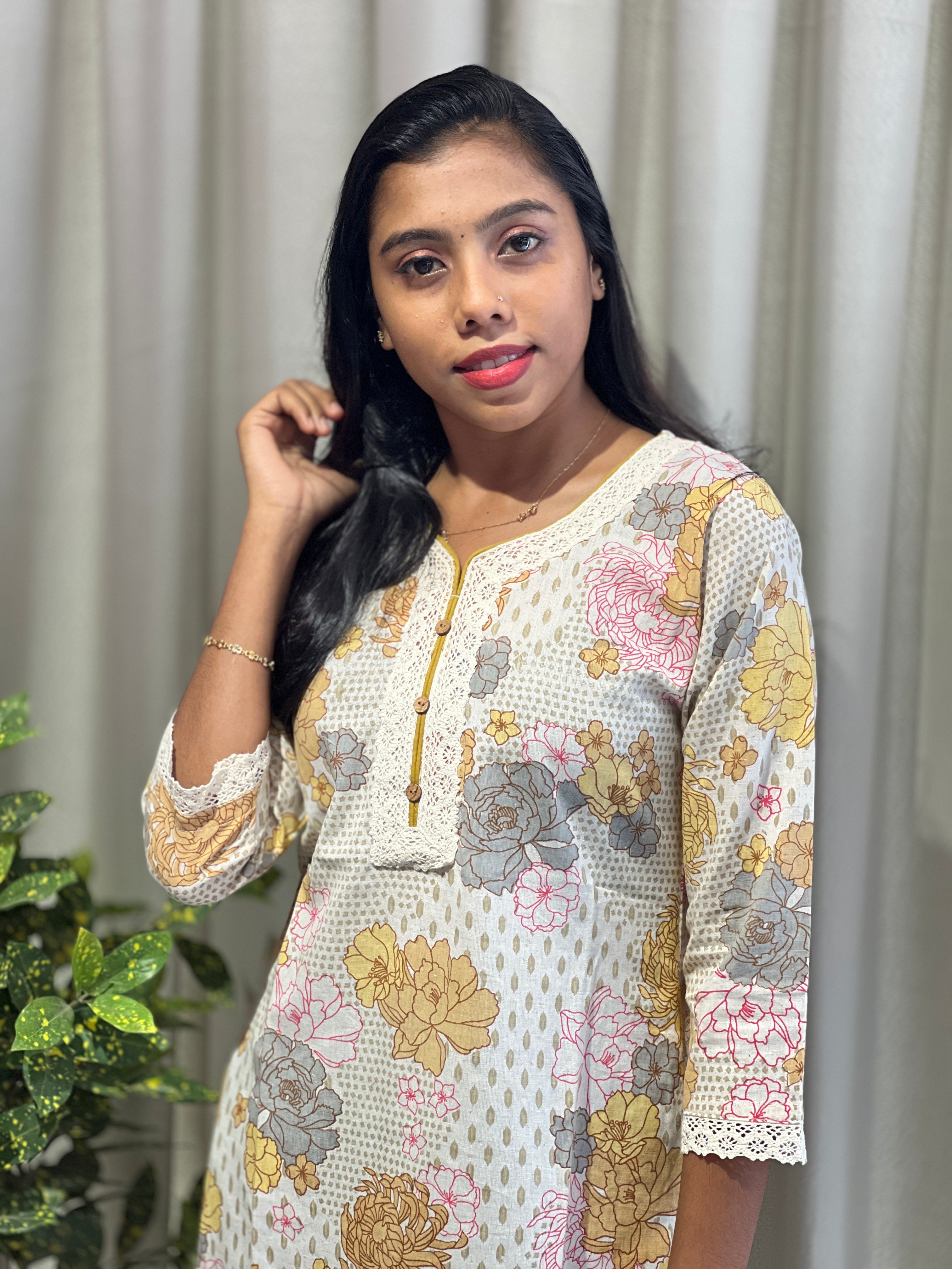 Floral Pattern Flex Cotton Kurta | YOC117