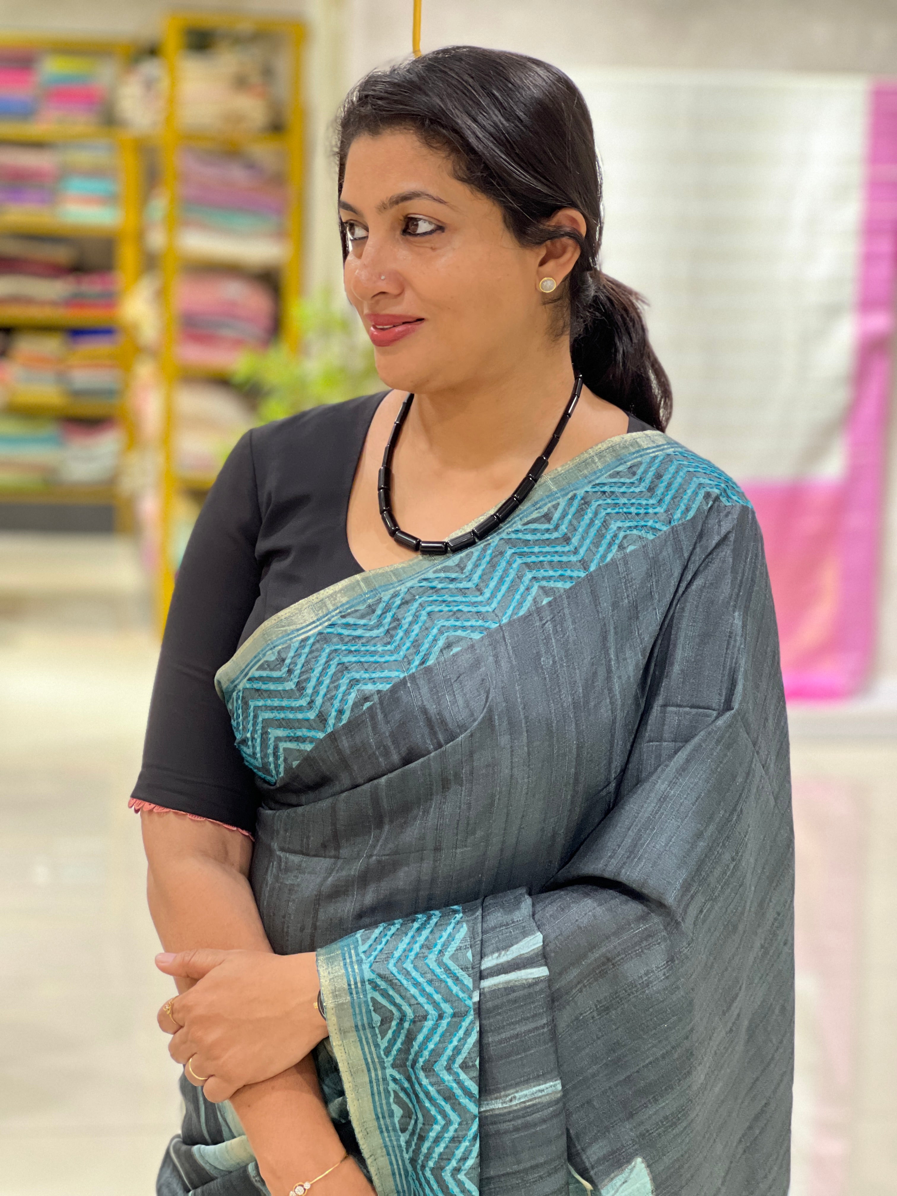 Floral Printed Semi Tussar Saree | SSN290