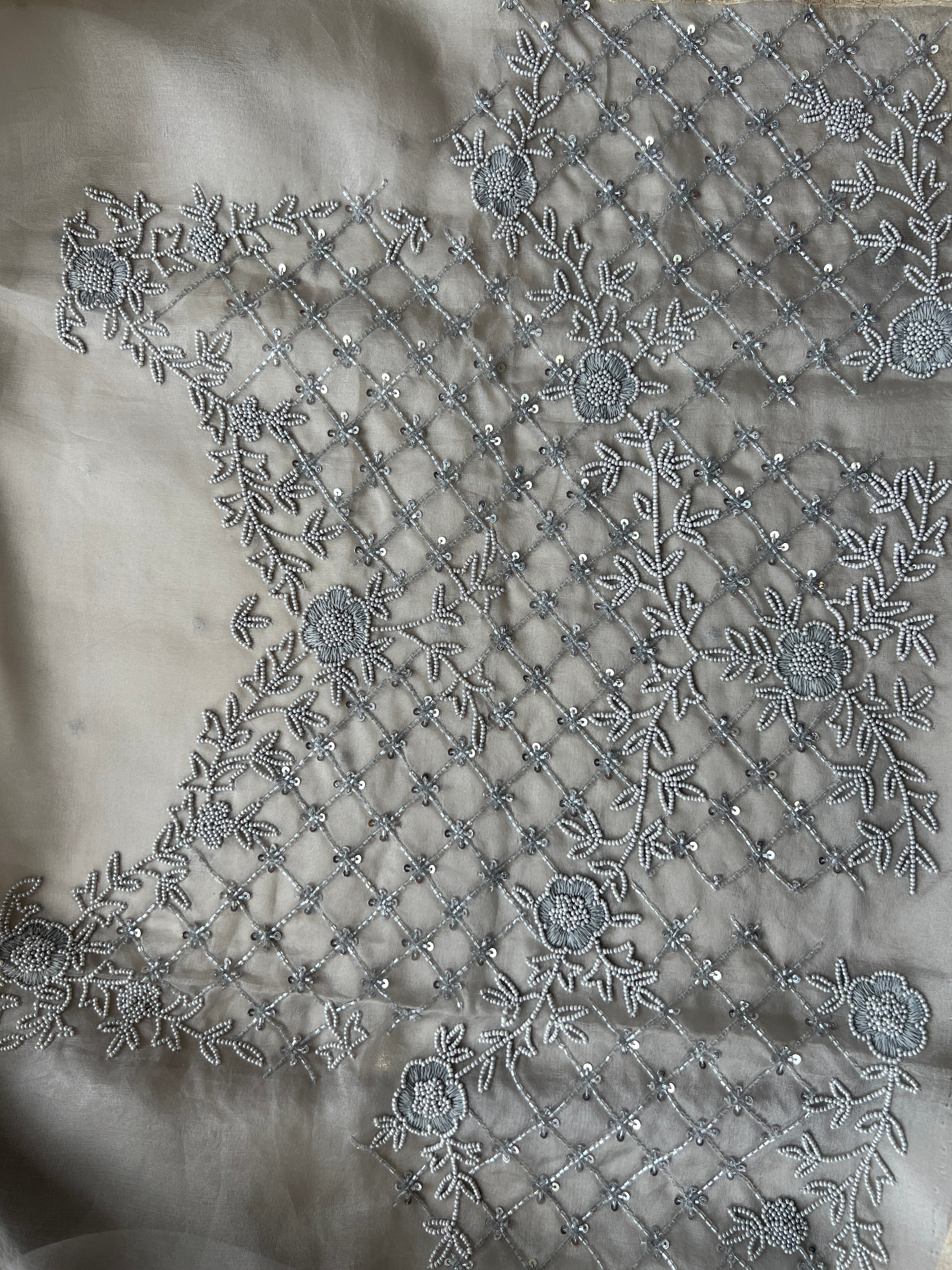 Hand Worked Organza Saree | AHR225