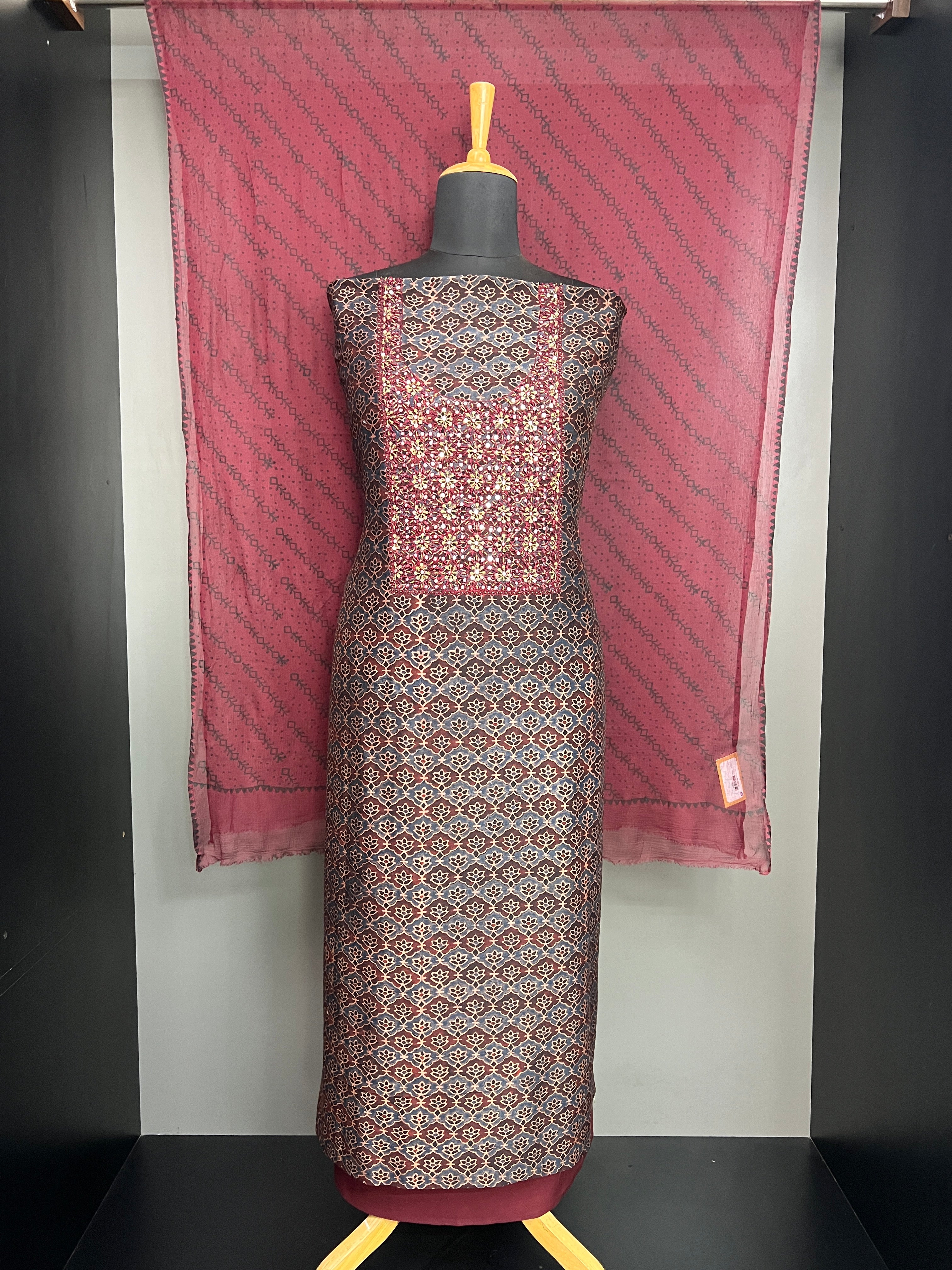 Ajrakh Printed Chanderi Salwar Set | JSC523