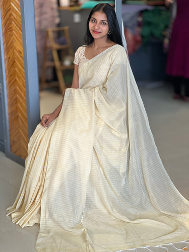 Stripe Patterned Cotton Saree | AHR135