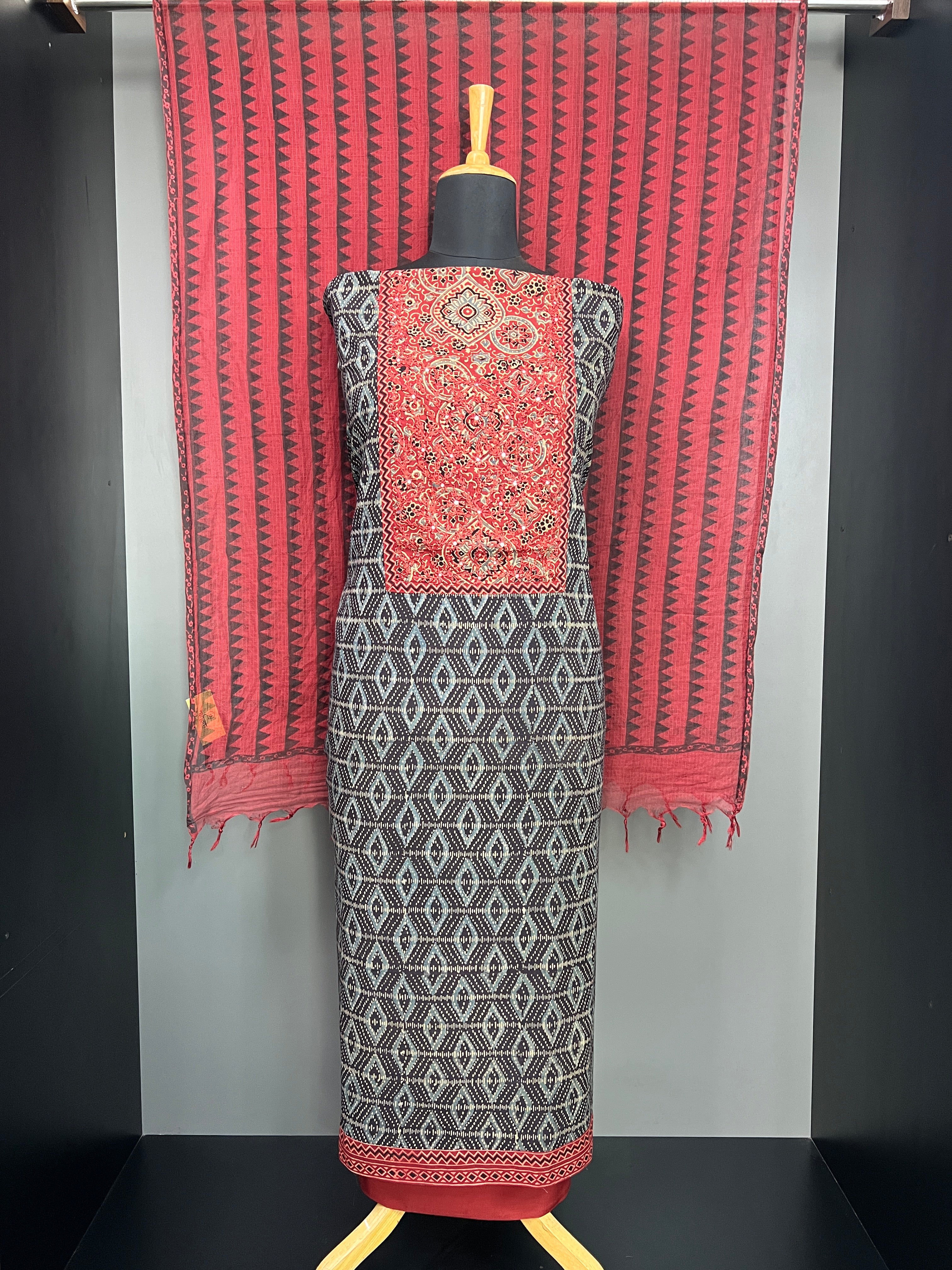 Ajrakh Printed Cotton Salwar Set | JSC529