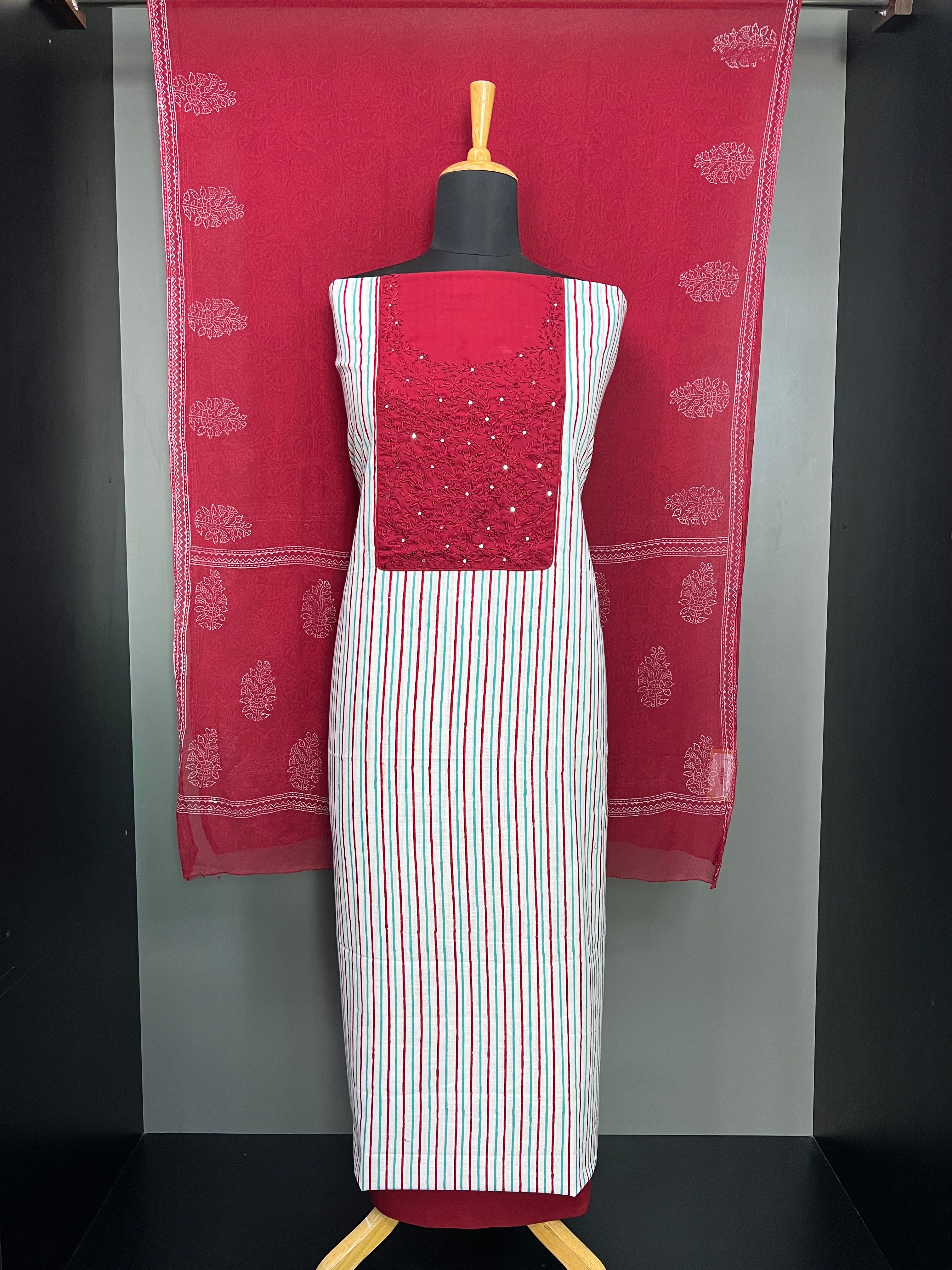 Stripes Printed Cotton Salwar Set | JSC531