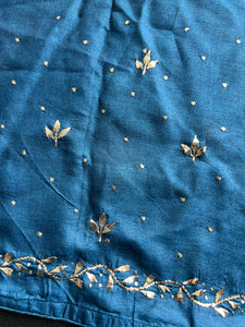 Block Printed Tussar Saree | AHR243