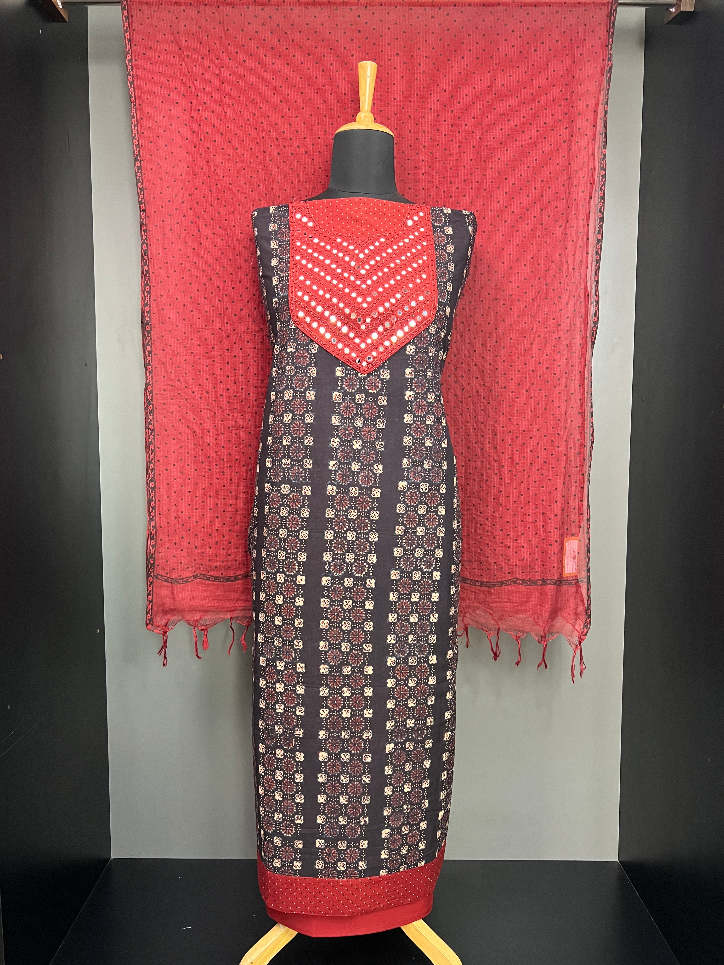 Ajrakh Printed Cotton Salwar Set | JSC533