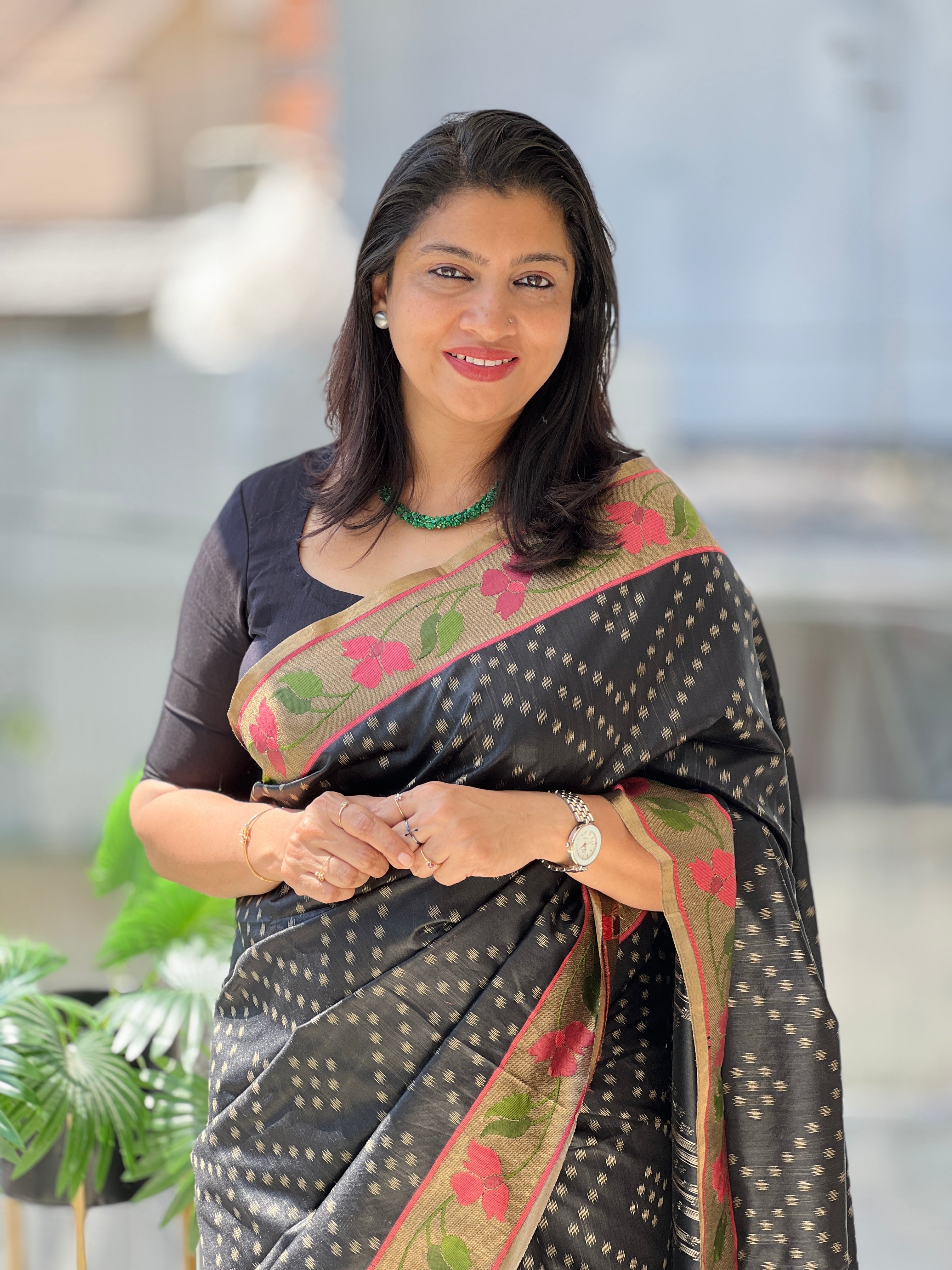 Antique Zari & Floral Weaved Semi Silk Saree | SSN362
