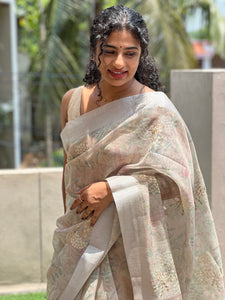 Printed and Embroiderd Tissue Saree | JBE101