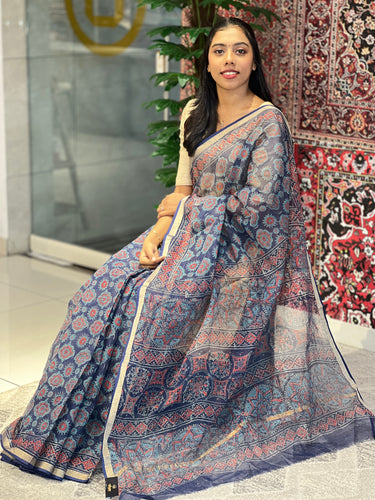 Screen Print With Zari Border Detailed Kota Saree | VFC489