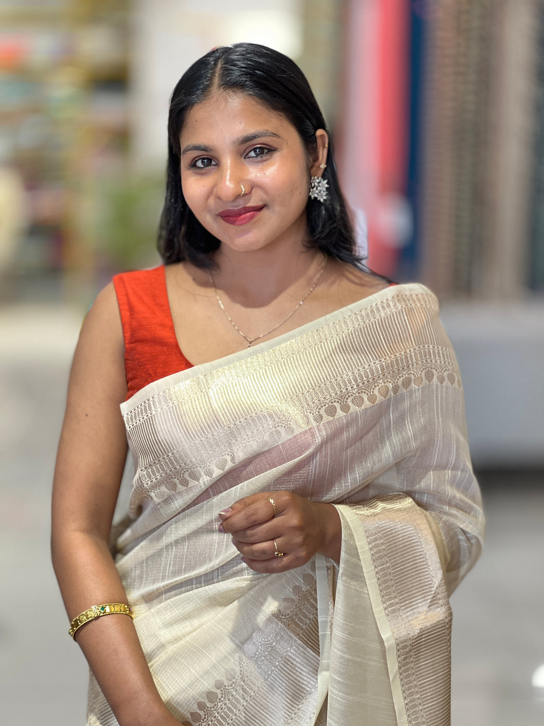 Zari Detailed Tissue Saree | NN410