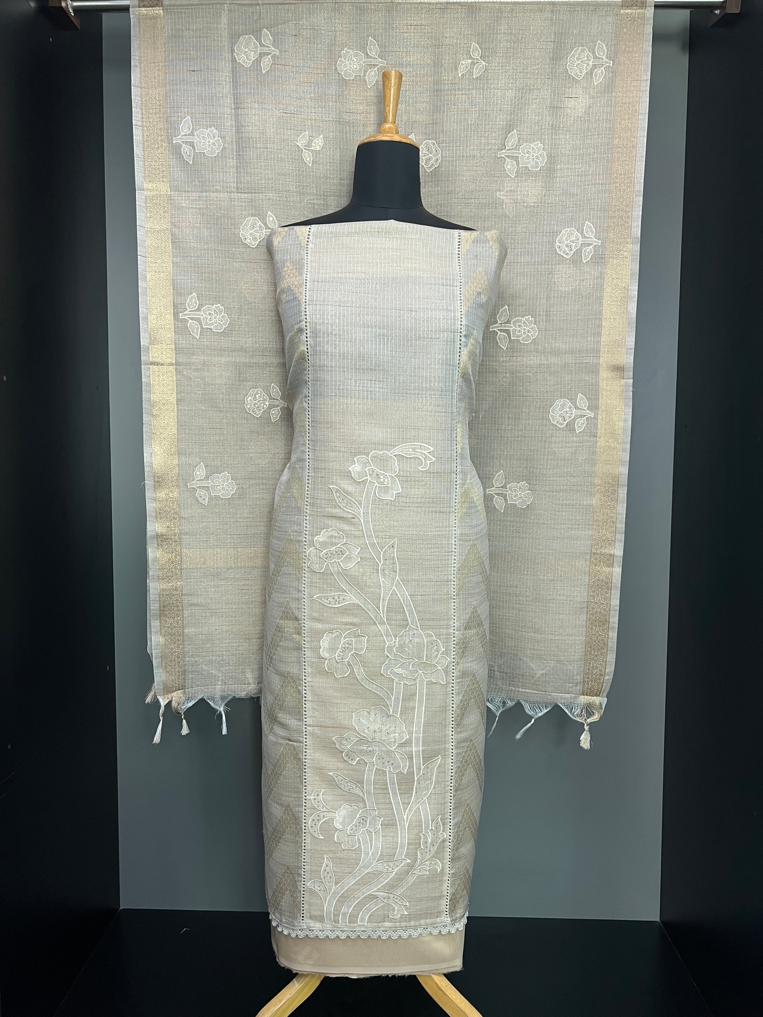 Floral Applique Detailed Tissue Kota Salwar Set | SW2265