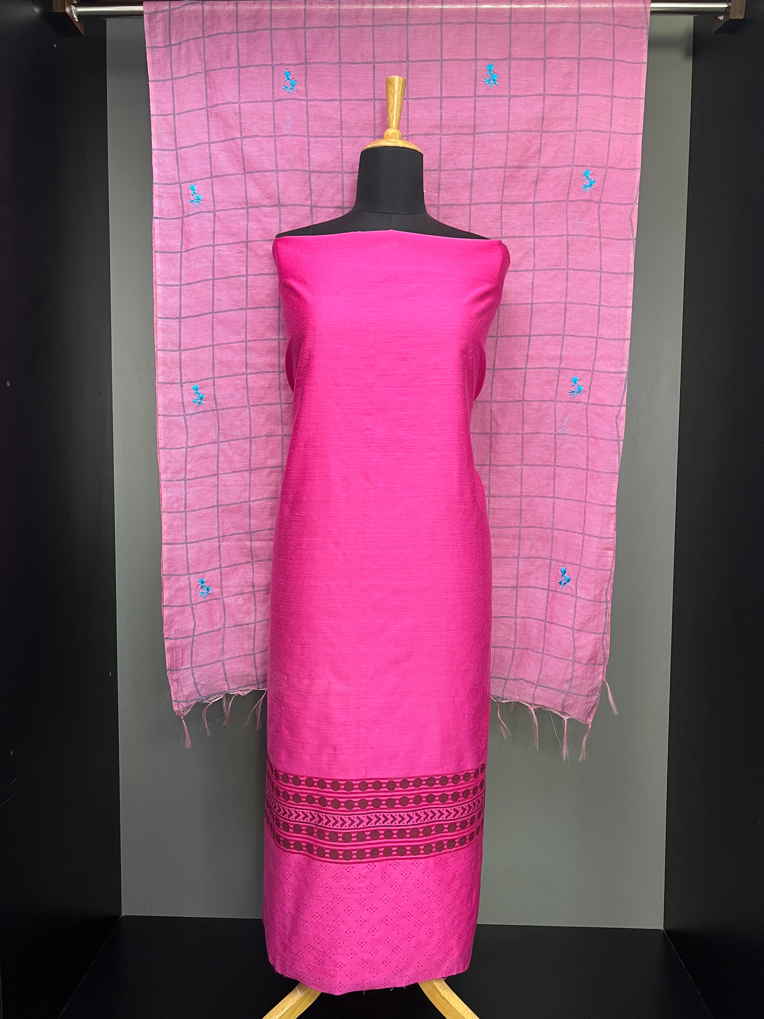 Block Printed Semi Silk Salwar Set | SS883