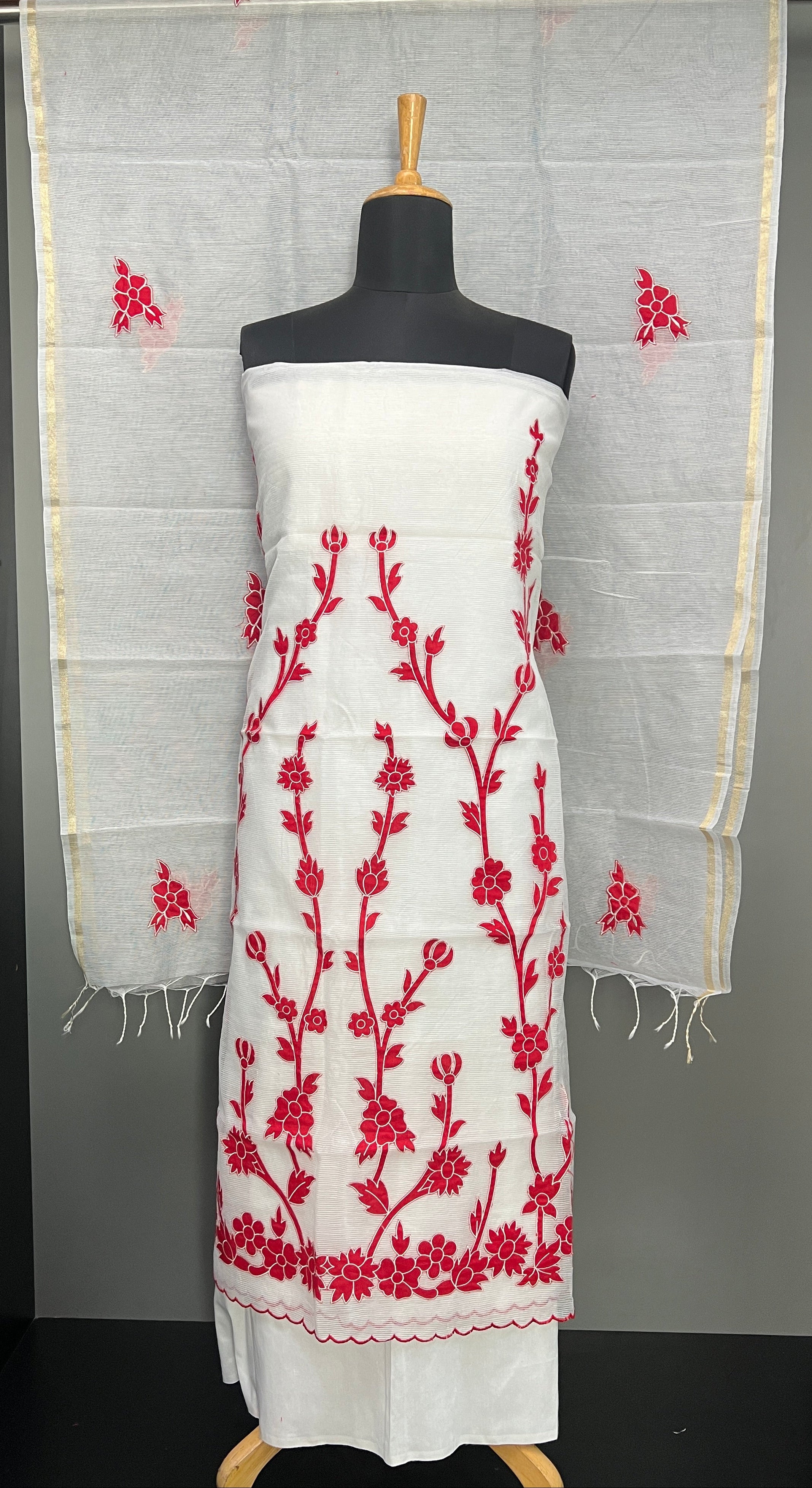 Floral Applique Detailed Supernet Kota Salwar Set | MR422