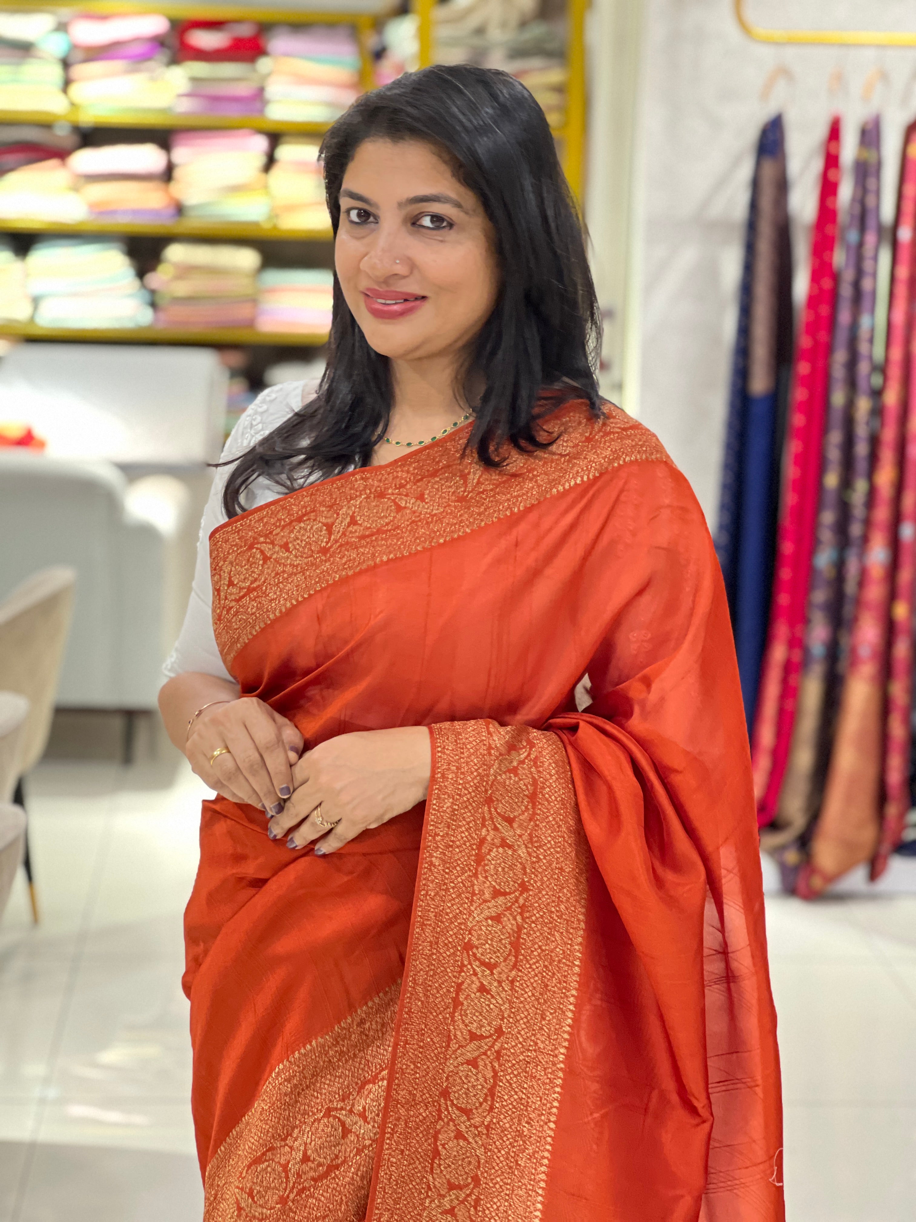 Banarasi Weaved Power Loom Semi Tussar Finish Saree | YNG1252