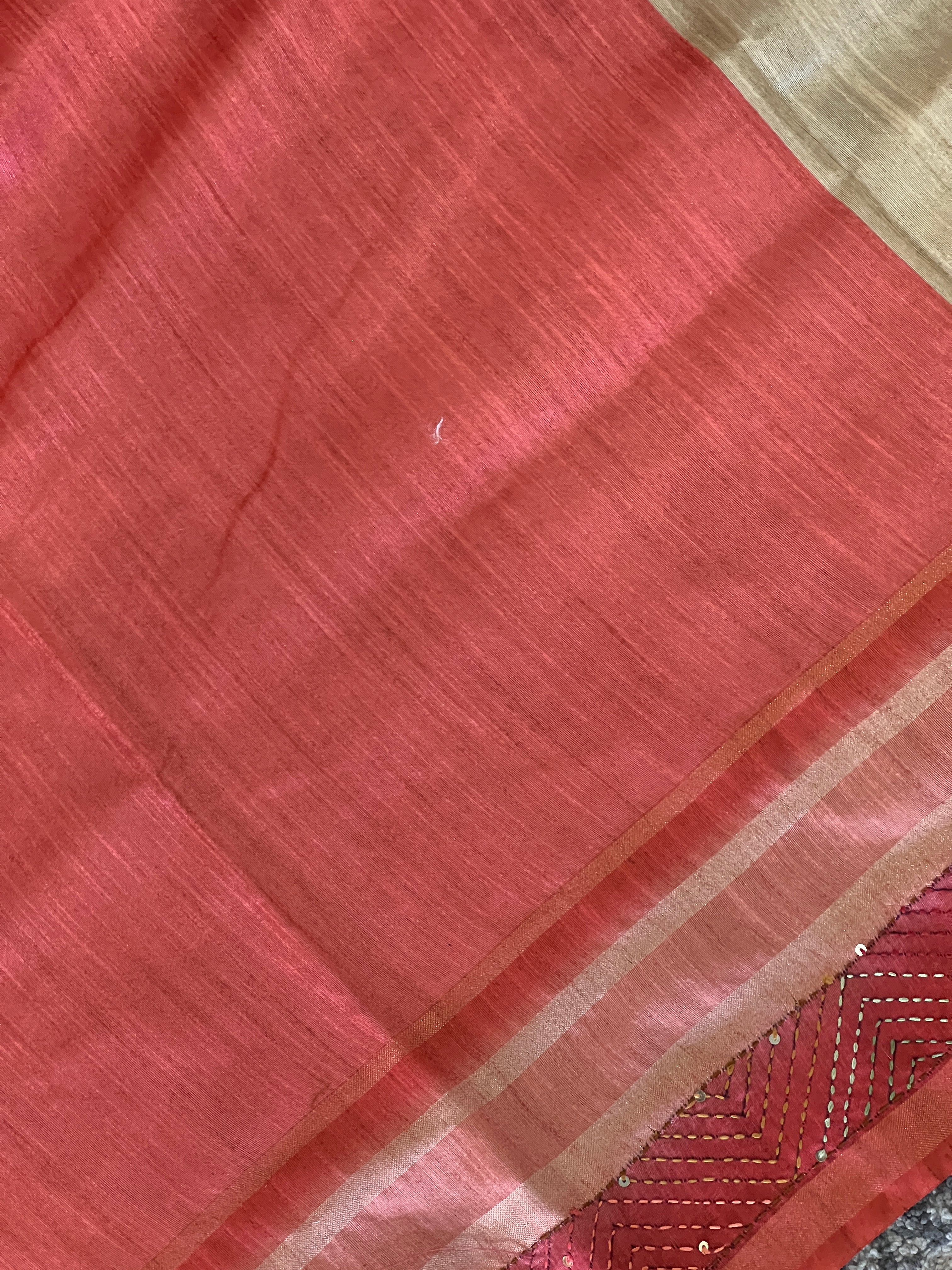 Floral Embroidered Tussar Finish Saree | BLD571