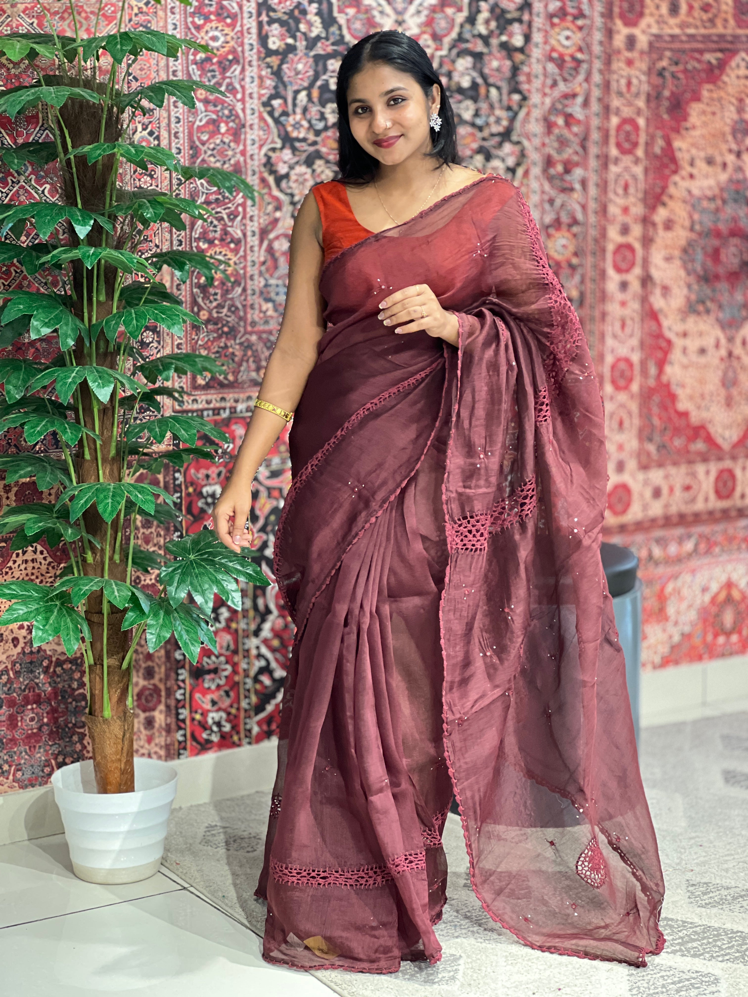 Mirror & Crochet Lace Detailed Kota Saree | SF1345