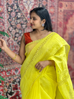 Mirror & Crochet Lace Detailed Kota Saree | SF1348