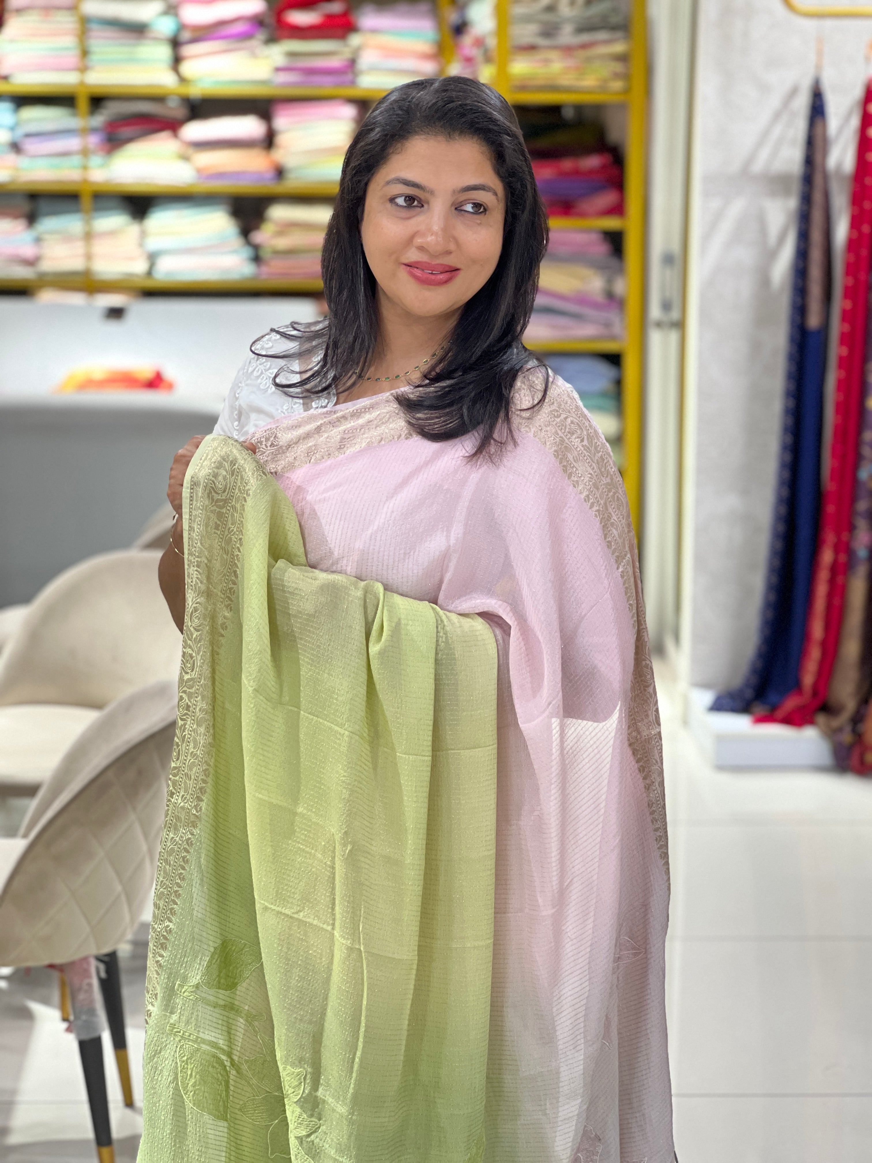 Applique Worked Tissue Saree | MM518