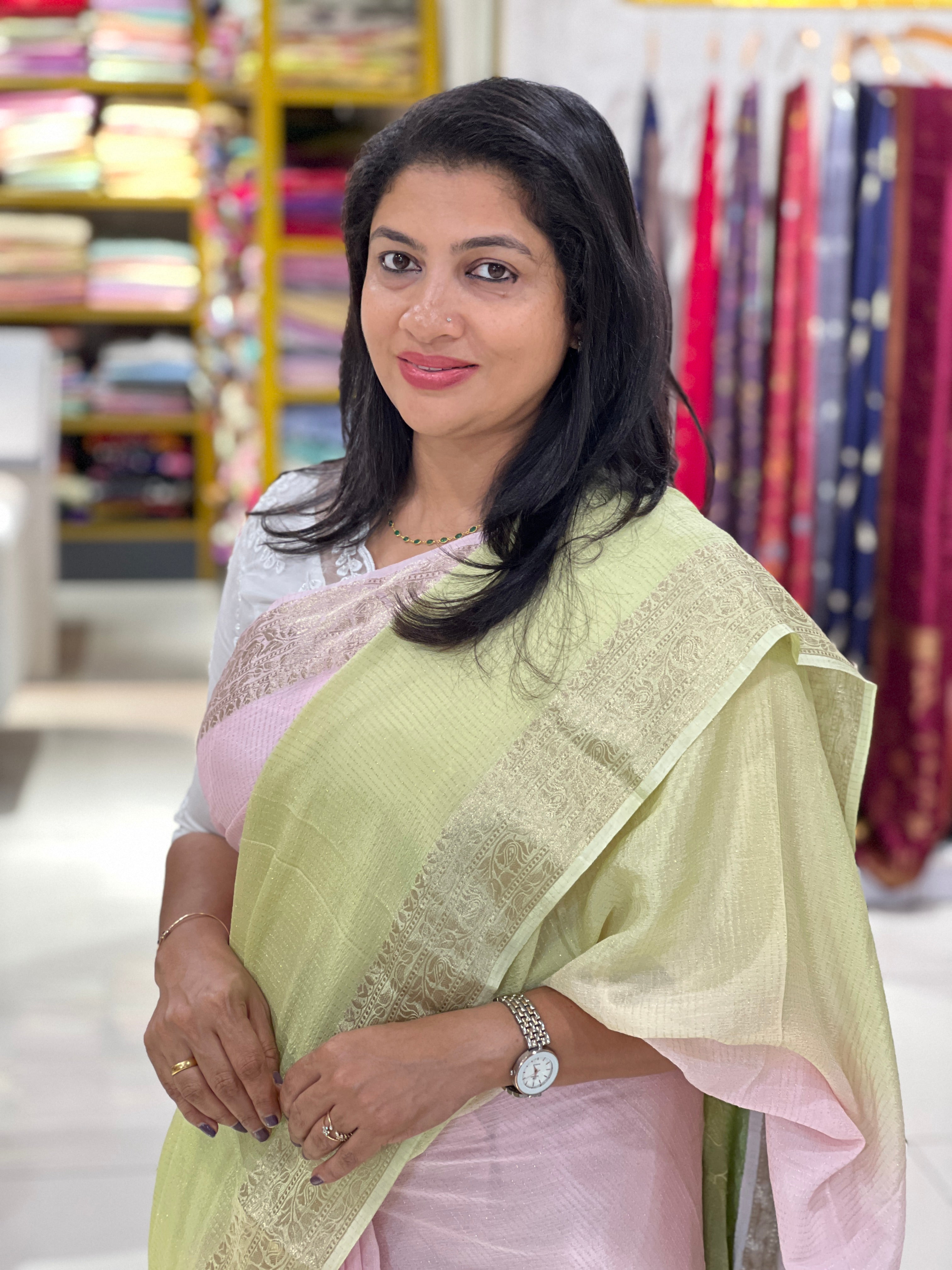 Applique Worked Tissue Saree | MM518
