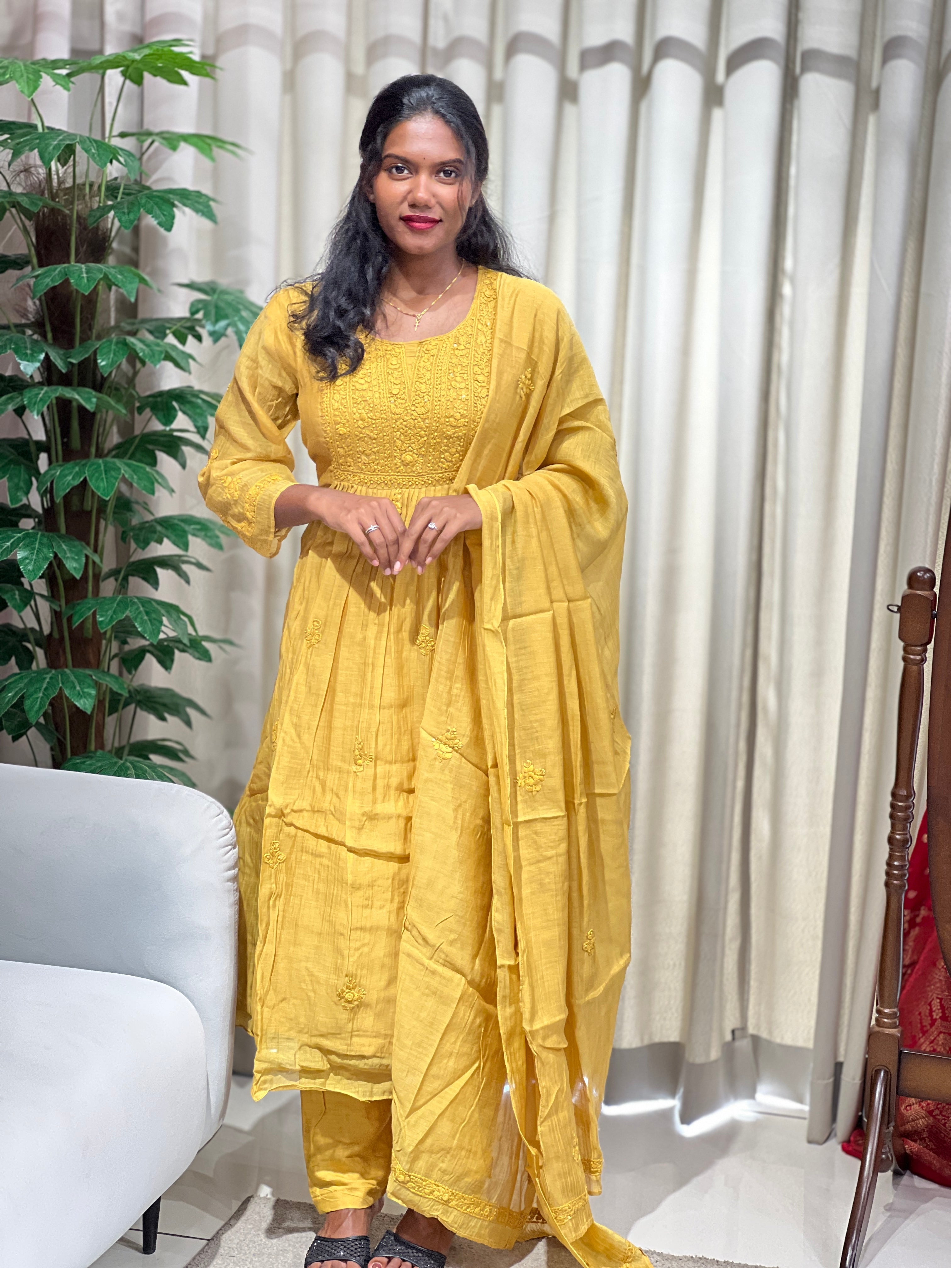 Hand Embroidery Chanderi Kurta Set | GMA173