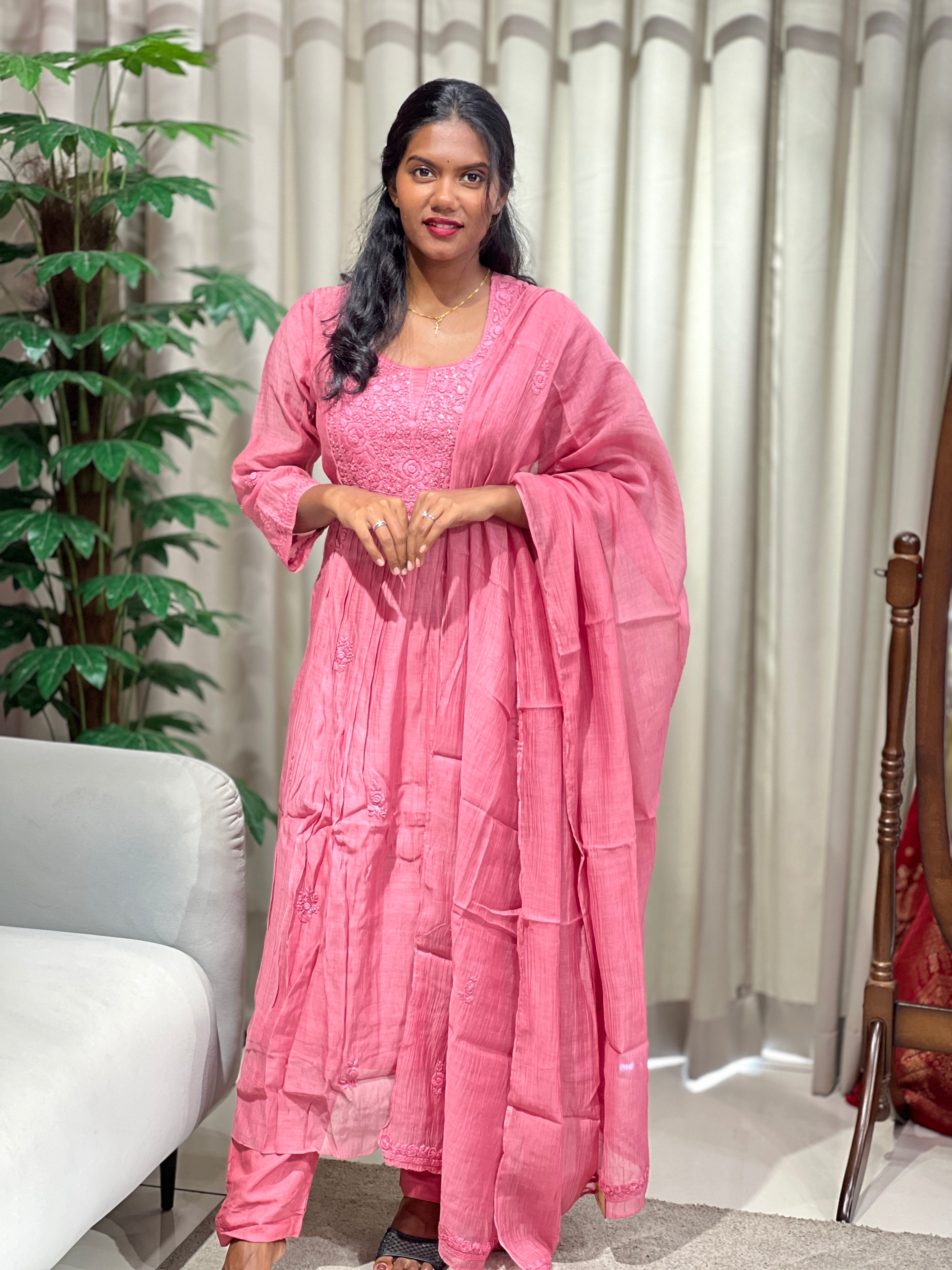 Hand Embroidery With Sequins Detailed Chanderi Kurta Set | GMA170