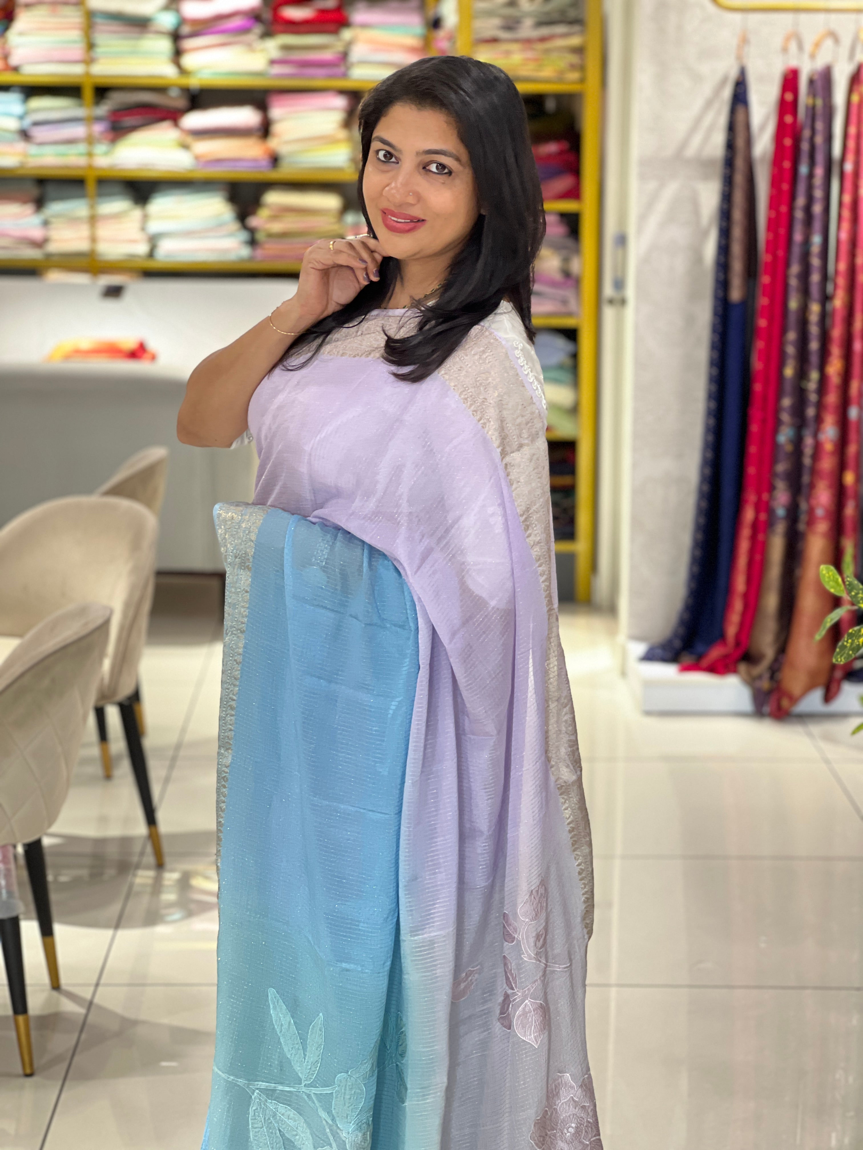Applique Worked Tissue Saree | MM520