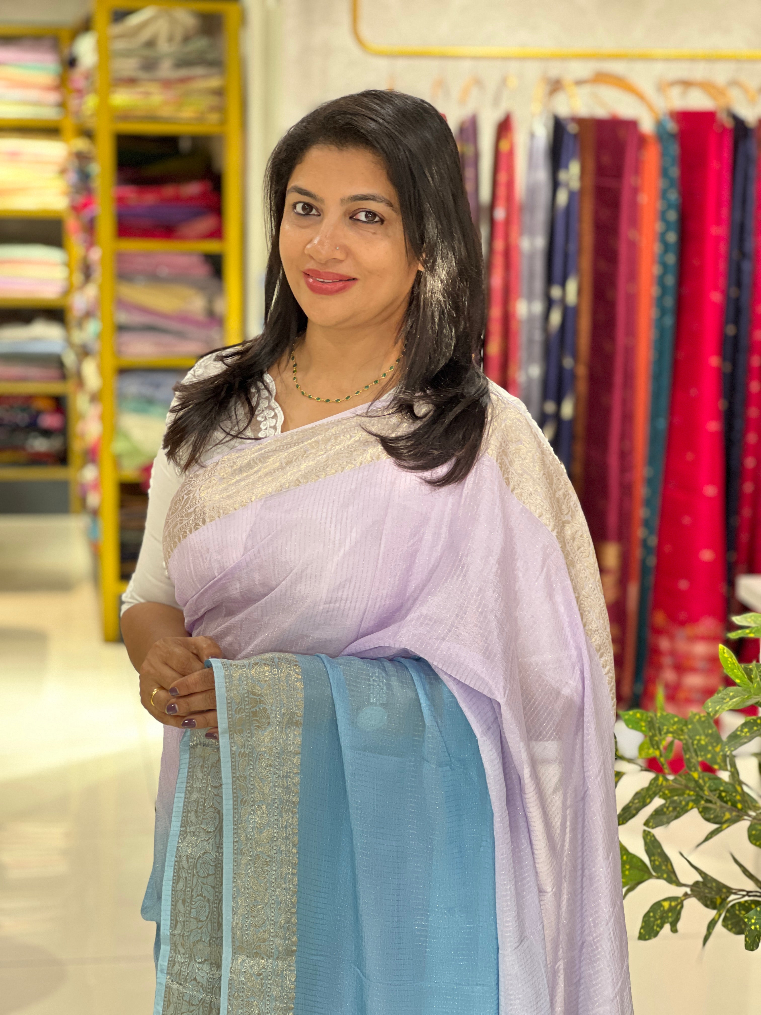 Applique Worked Tissue Saree | MM520