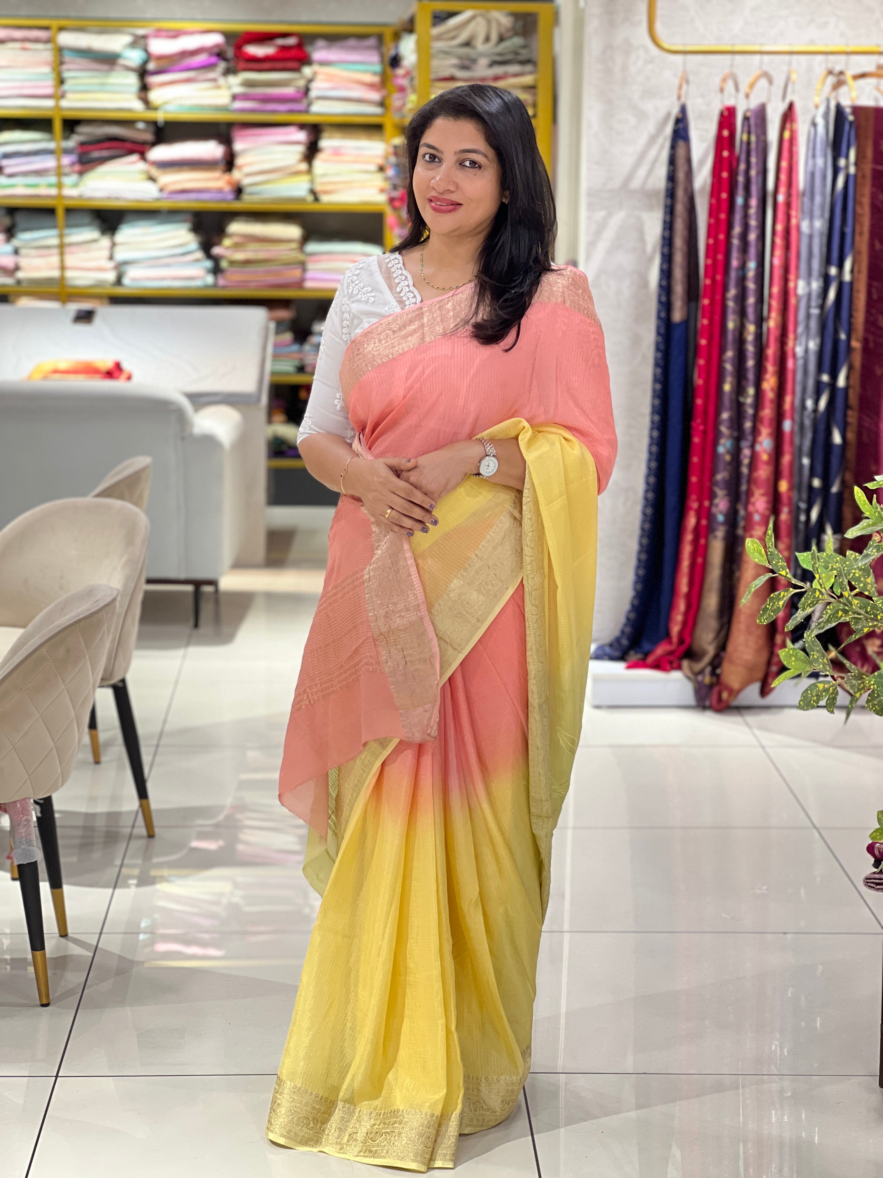Applique Worked Tissue Saree | MM521