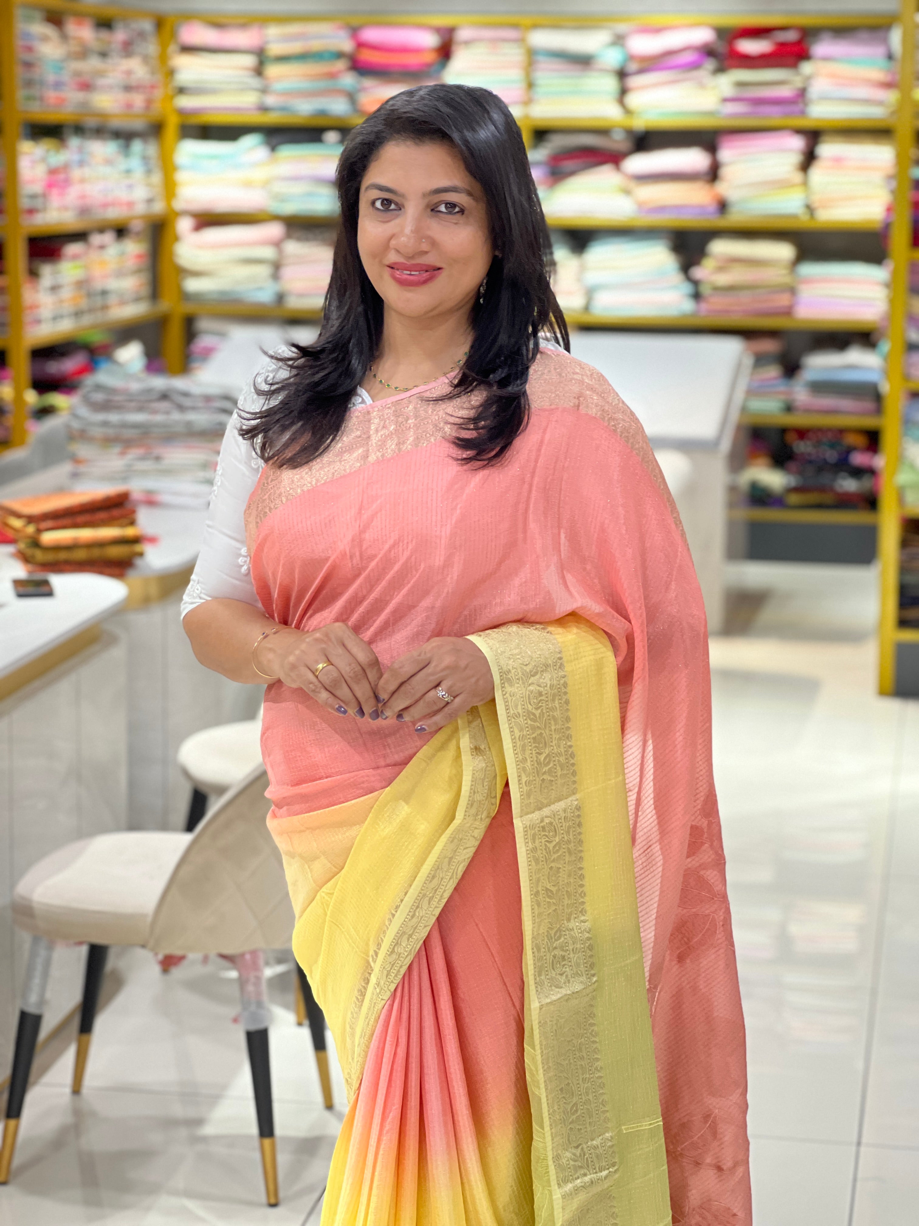 Applique Worked Tissue Saree | MM521