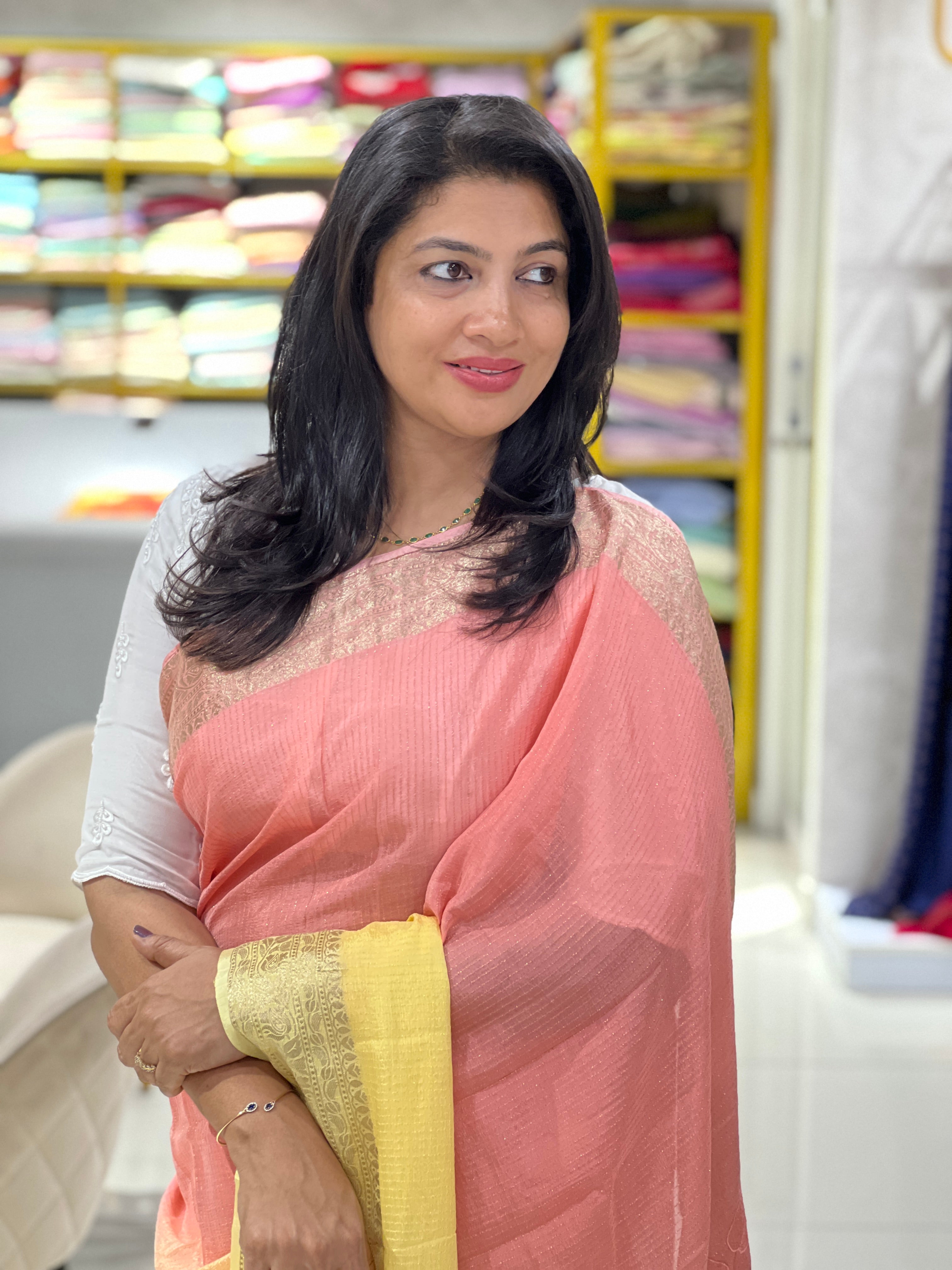 Applique Worked Tissue Saree | MM521